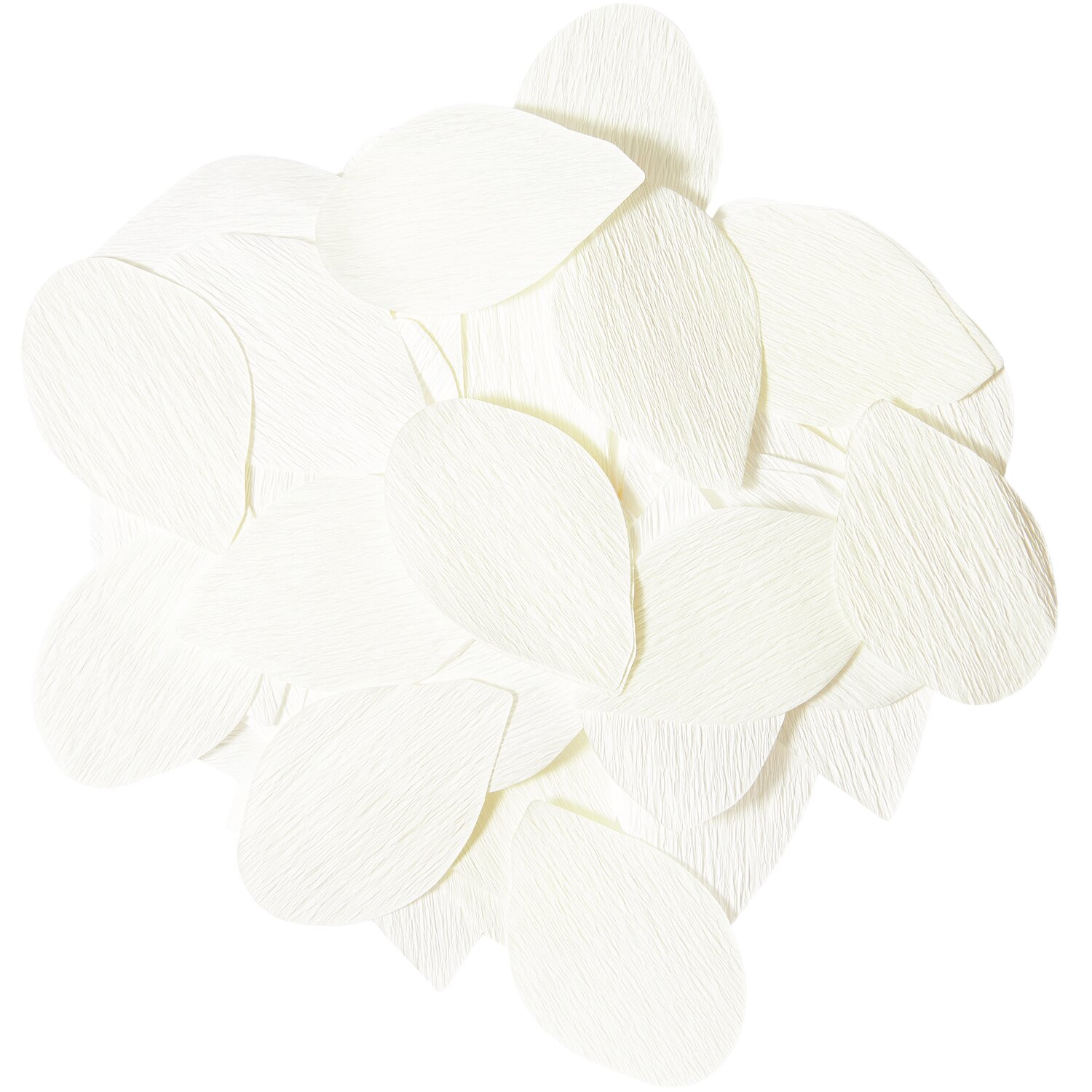 Krepp-Konfetti Rosenblätter groß von Rico Design, 20g Packung. Weiße Blätter ideal für Dekorationen.