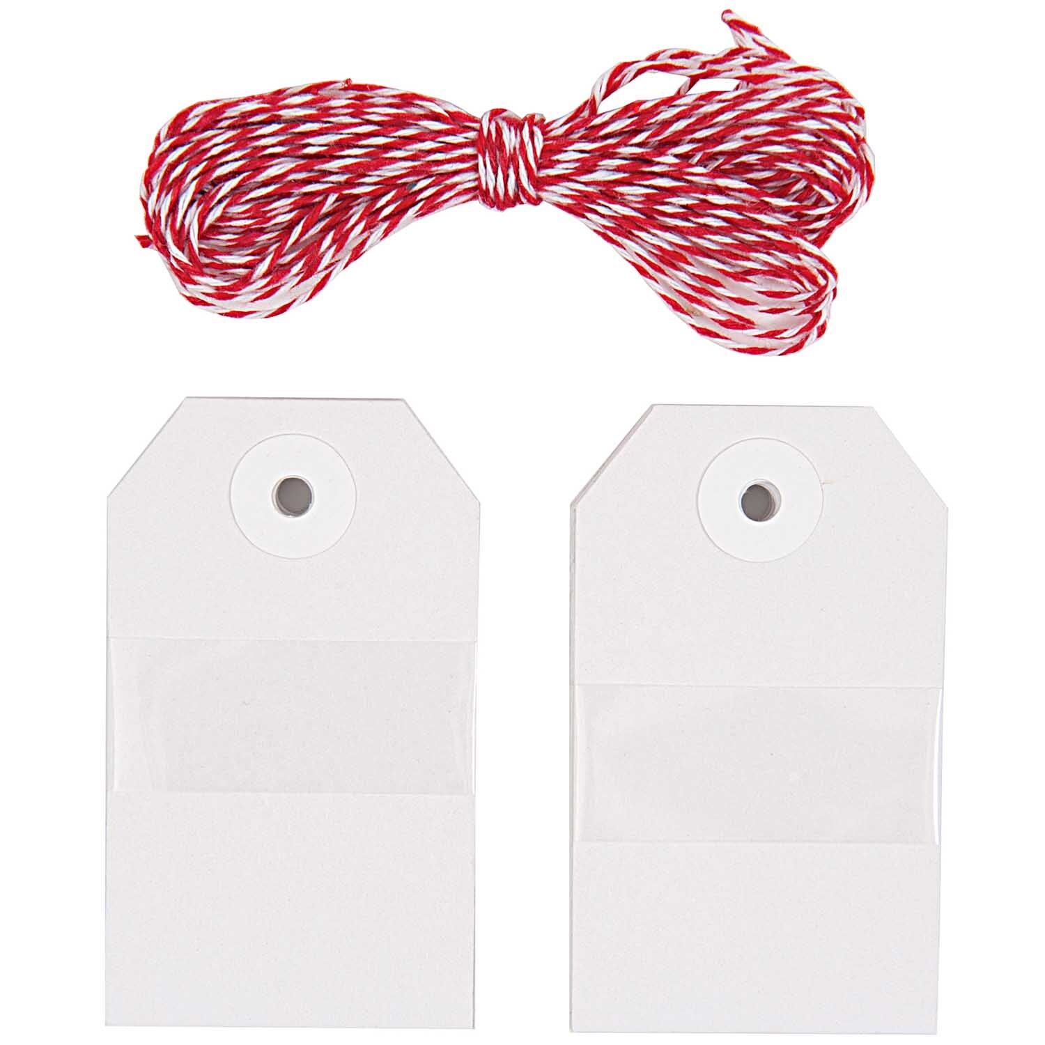 Paper Poetry Geschenkanhänger eckig, 20 weiße Anhänger mit rotem Band von Rico Design. Ideal für Geschenke.