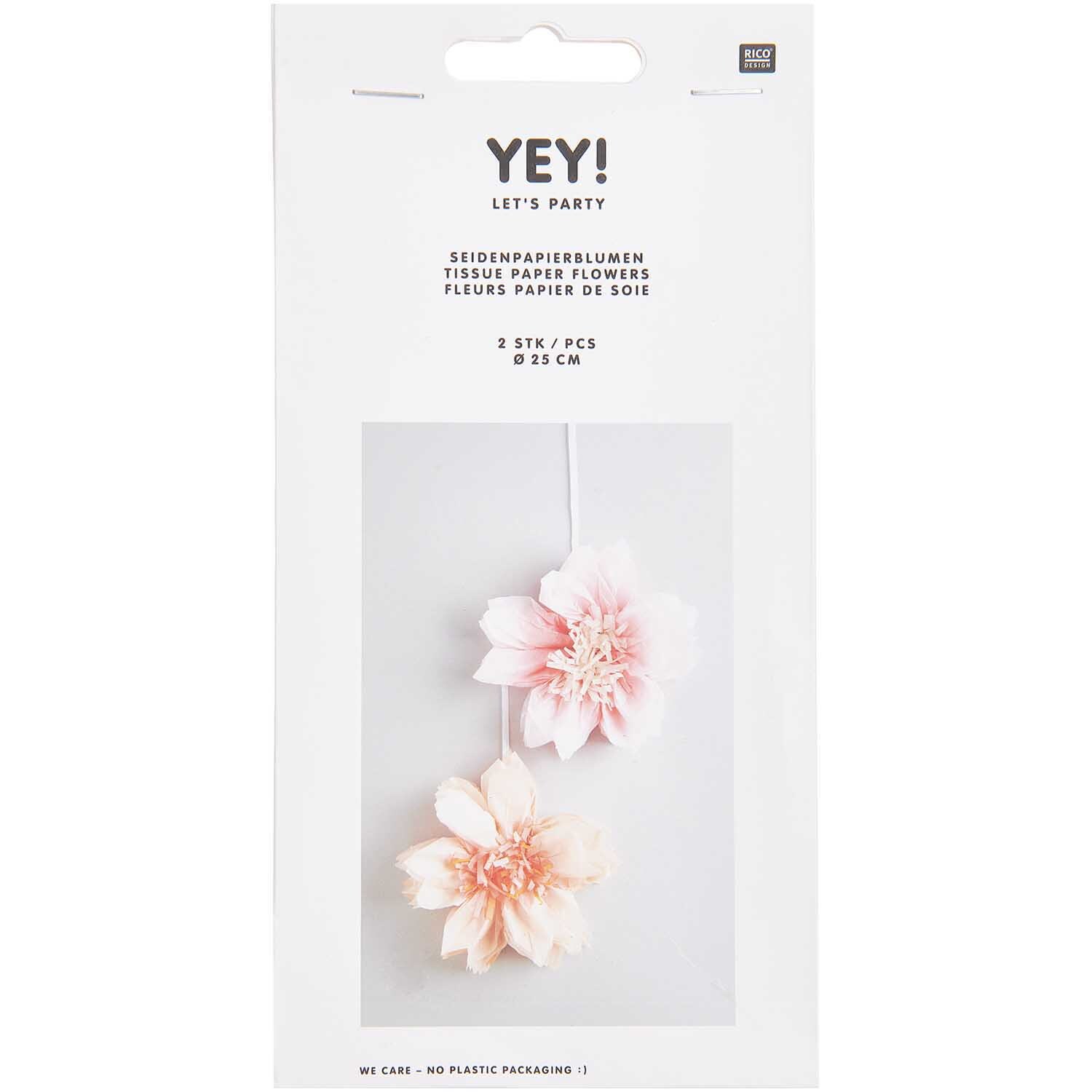 Seidenpapierblumen Kirschblüten von Rico Design: Zwei zarte, rosa Papierblumen im Set.