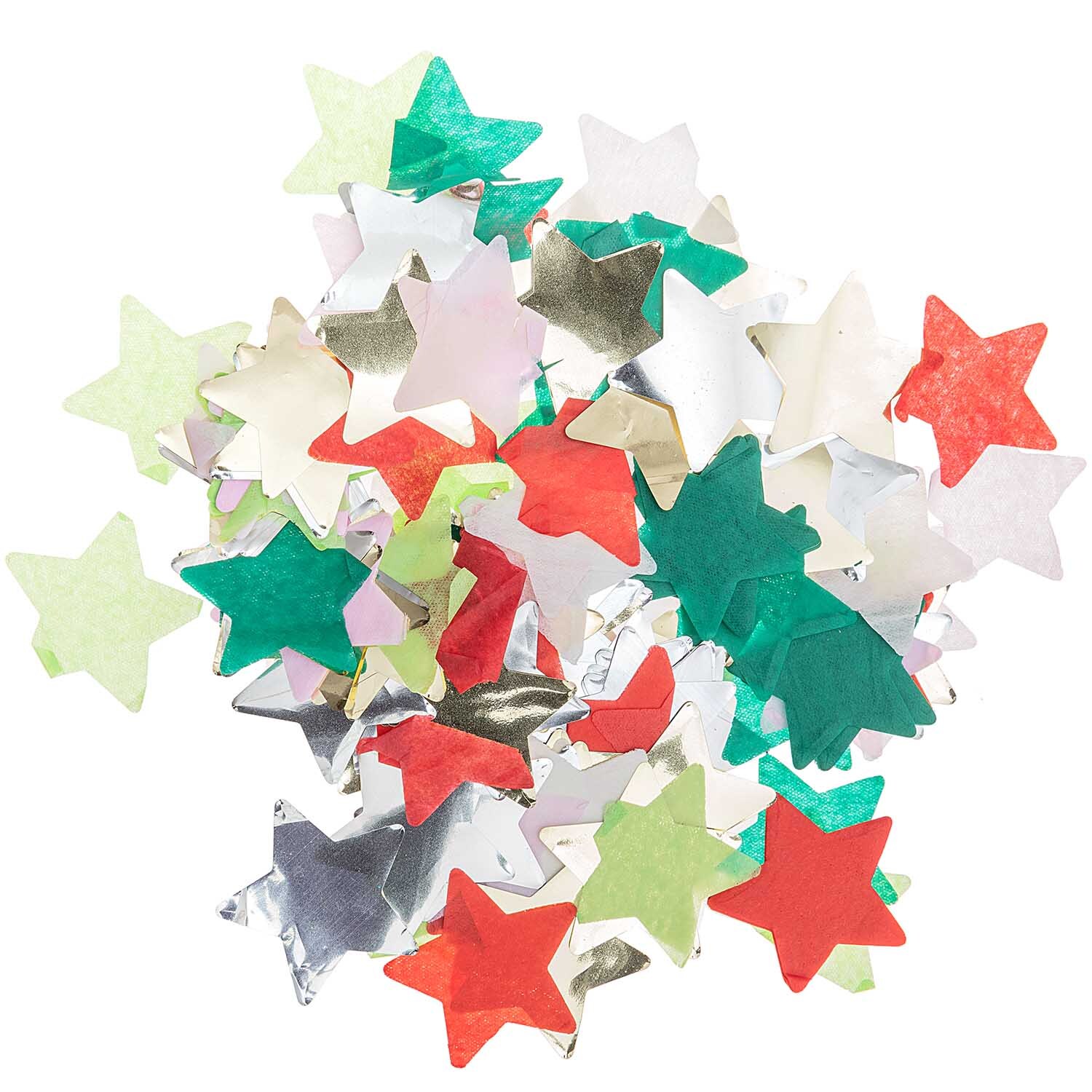Konfetti Mix Stern 20g von Rico Design zeigt bunte, sternförmige Konfetti in verschiedenen Farben. Ideal für festliche Dekorationen.