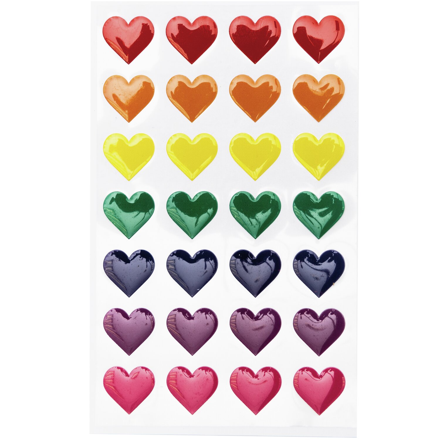 Paper Poetry Sticker Herzen mehrfarbig groß: Bunte Herzsticker von Rico Design in verschiedenen Farben auf weißem Hintergrund.