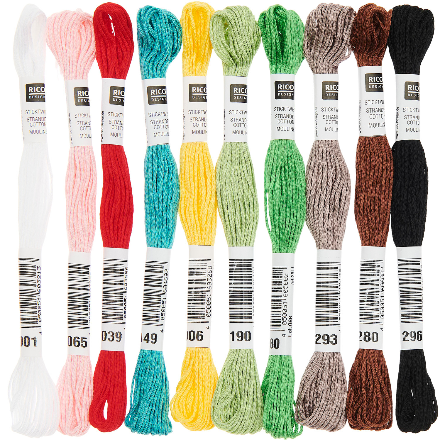 Stickgarn Set von Rico Design, 10-teilig, in verschiedenen Farben für kreative Stickprojekte.