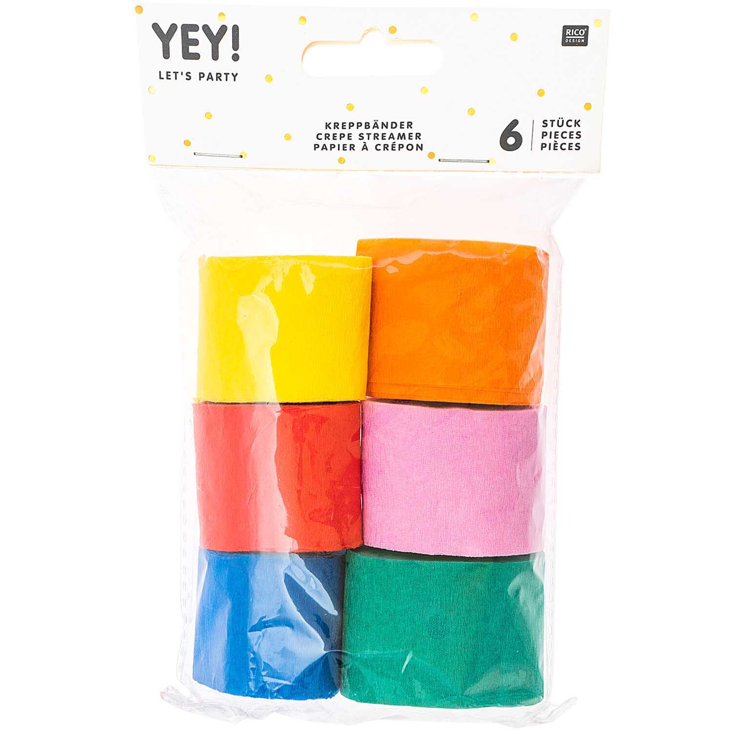 Kreppbänder Mix mehrfarbig 3,5cm 10m 6 Stück von Rico Design