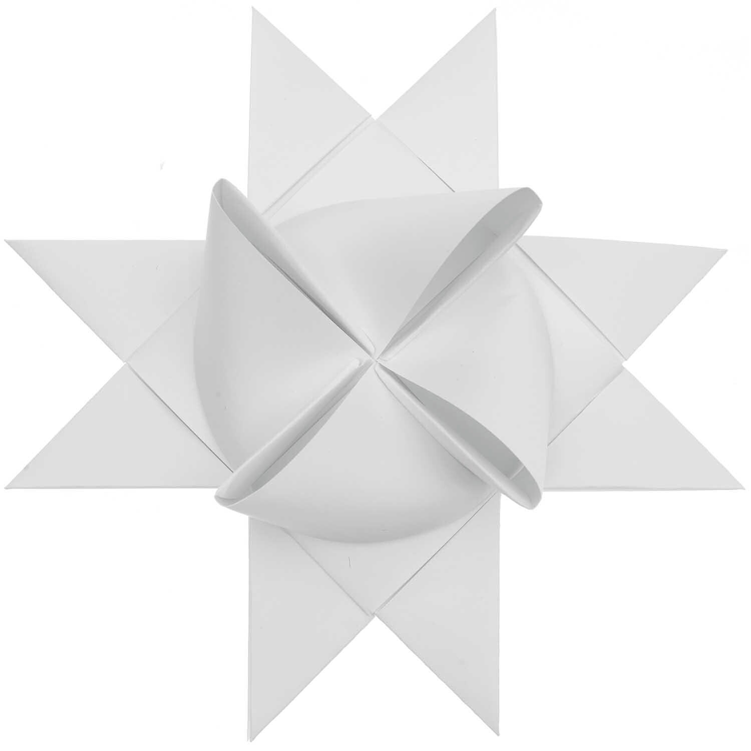 Paper Poetry Fröbelstreifen XXL 180g/m2 20 Stück von Rico Design in Weiß, gefaltet zu einem dekorativen Stern. Ideal für kreative Bastelprojekte.