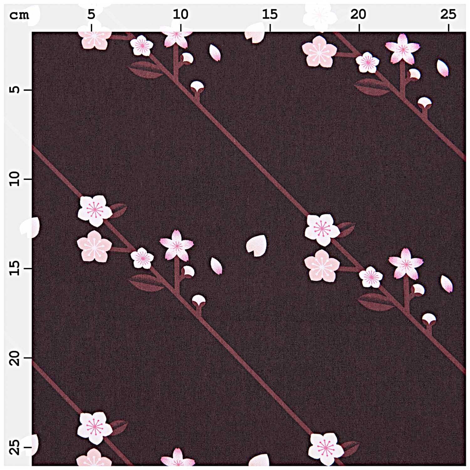 Meterware Baumwoll-Popelin schwarz Sakura Zweige von Rico Design