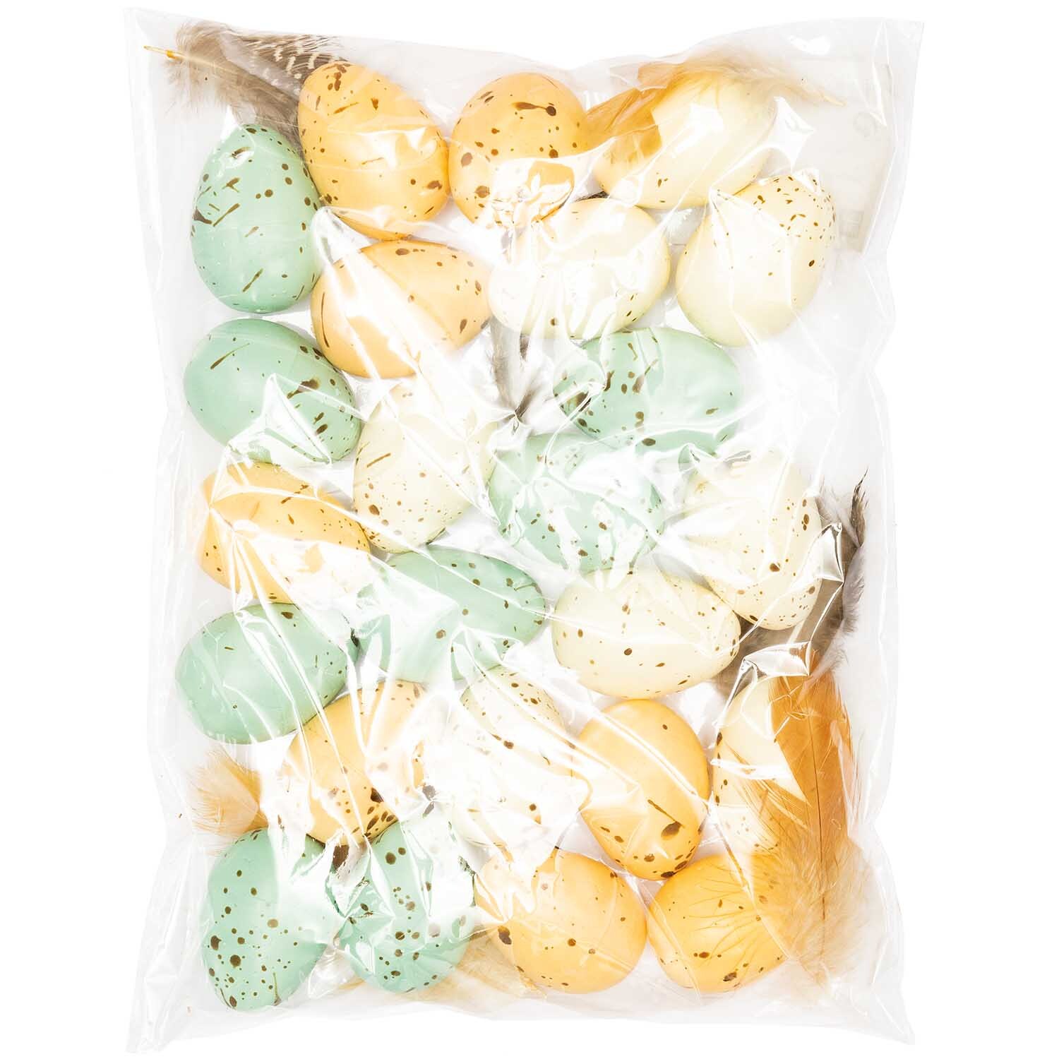 Eier und Federn creme-blau 4cm 24 Stück von Rico Design