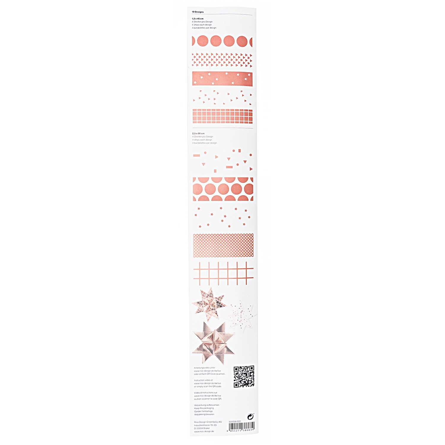 Paper Poetry bandes de Fröbel Graphic blanc-or rose 40 pièces Hot Foil from Rico Design Paper Poetry Fröbelstreifen in Weiß und Roségold von Rico Design, 40 Stück, mit Hot Foil verziert.