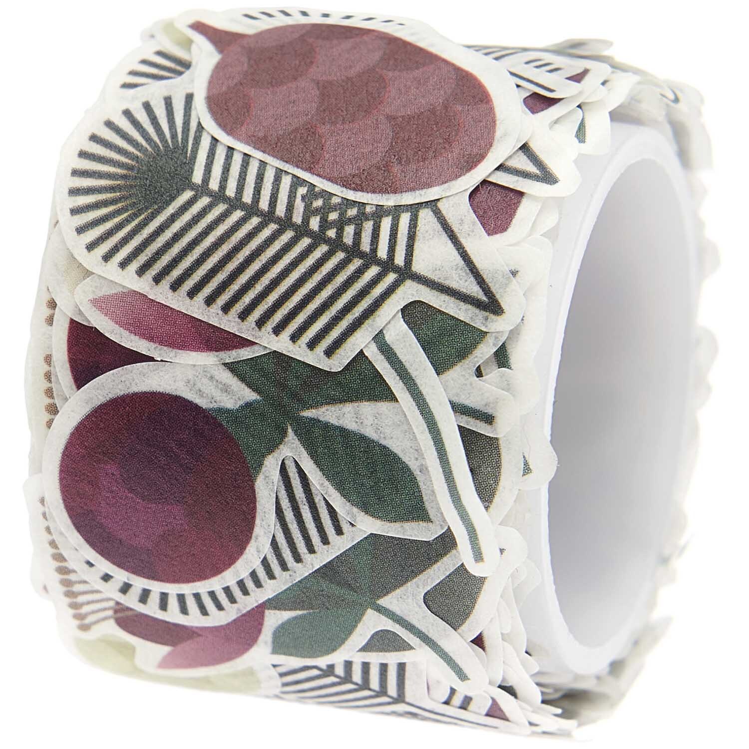 Paper Poetry Washi Sticker Helleborus mit floralen Motiven in Rot und Grün, 200 Stück von Rico Design. Ideal für kreative Bastelprojekte.