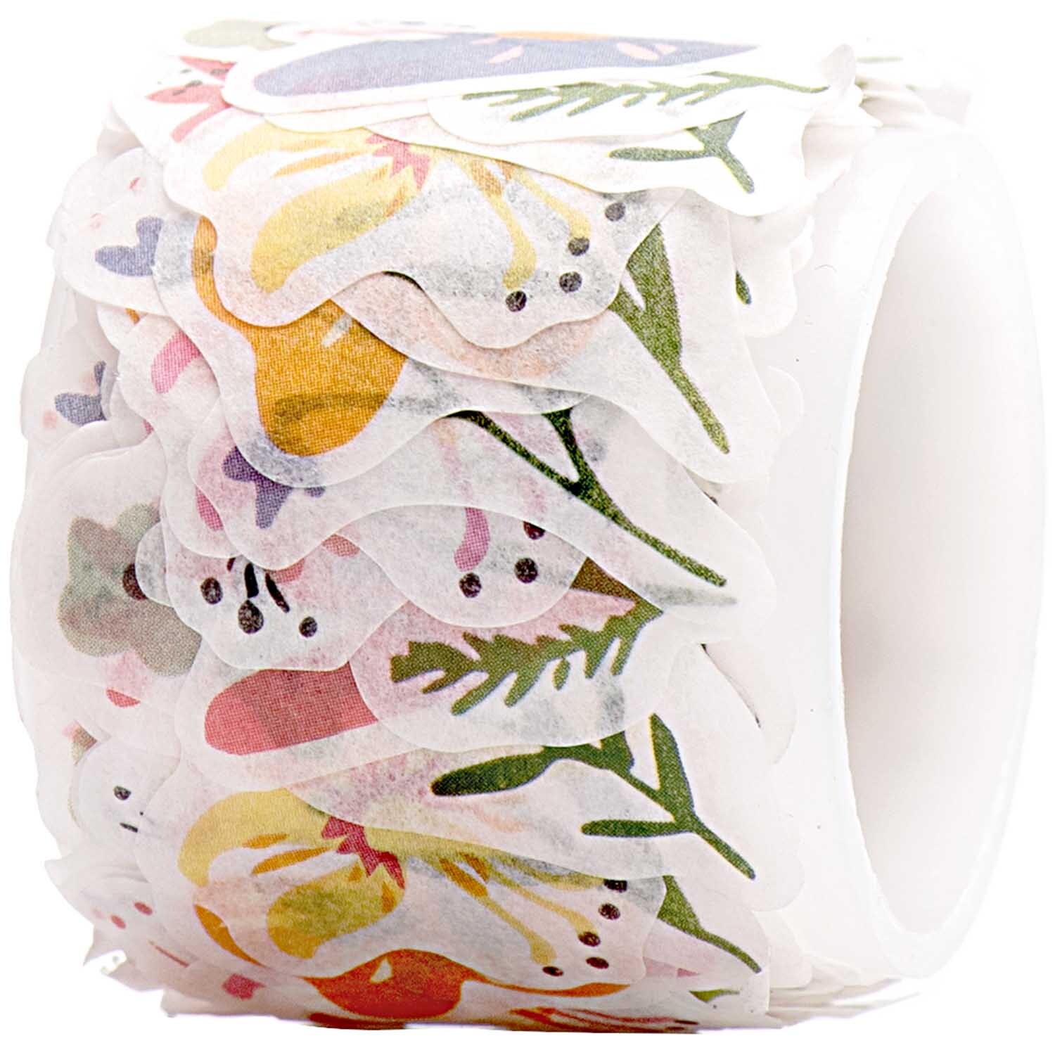 Washi Sticker Streublumen 200 Stück von Rico Design, dekorative Blumenmotive in verschiedenen Farben auf einer Rolle.