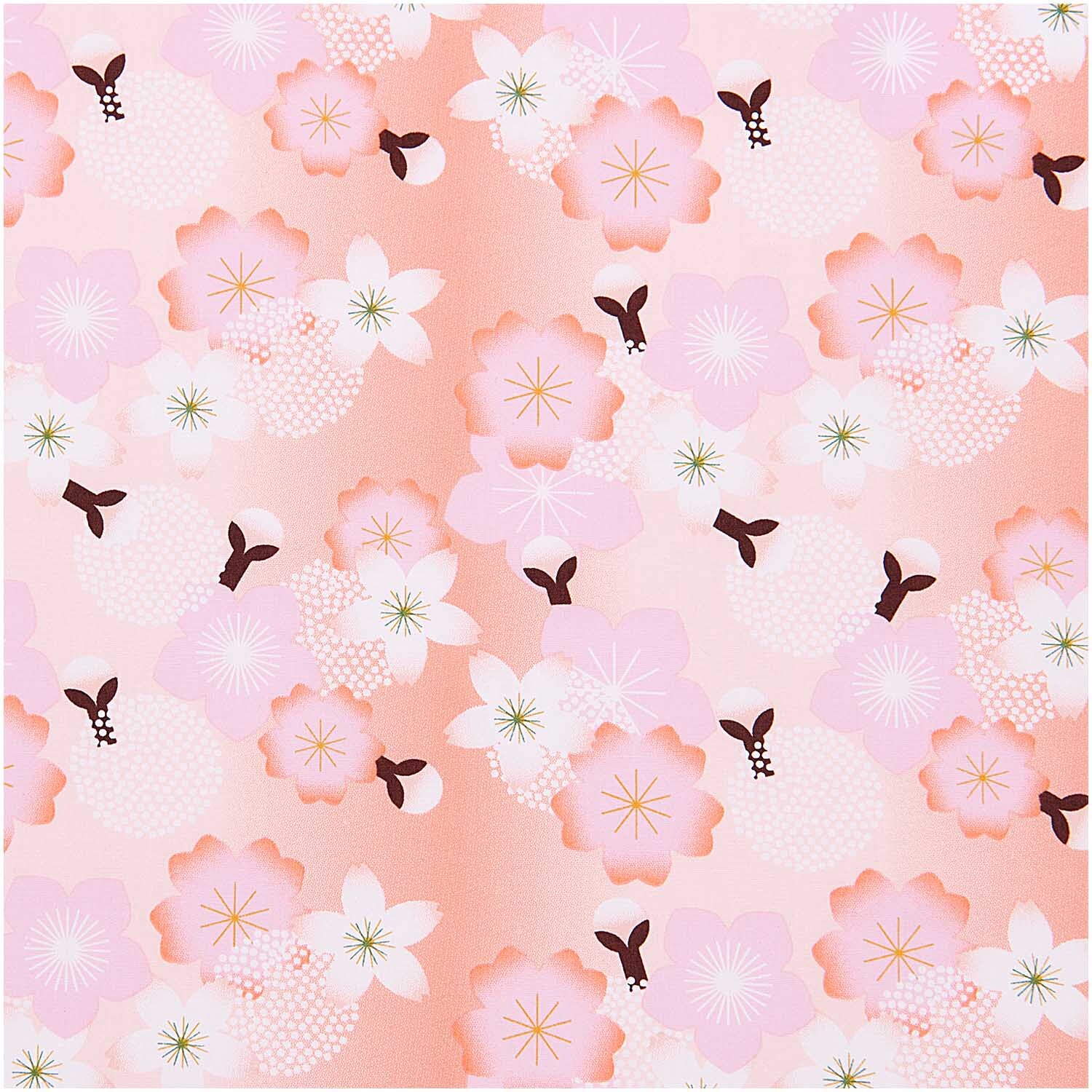 Stoffabschnitt Baumwoll-Popelin Kirschblüten Mix 50x140cm zeigt zarte Kirschblüten in Rosa und Weiß von Rico Design auf einem weichen, hochwertigen Stoff.