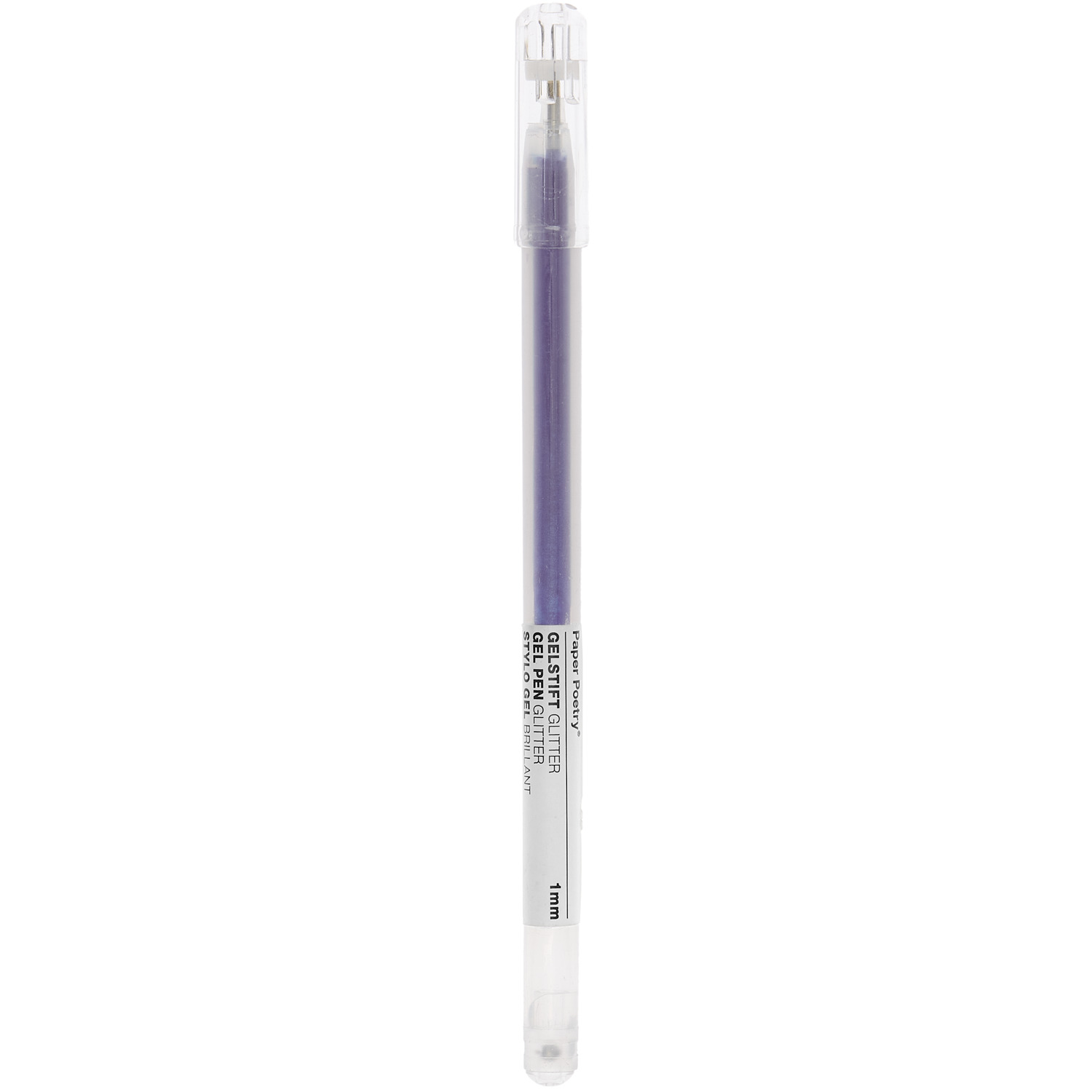Gel pen Glitter 1mm colour Purple from Rico Design Gelstift Glitter 1mm von Rico Design in lila. Der Stift hat eine transparente Kappe und eignet sich ideal für kreative Projekte.