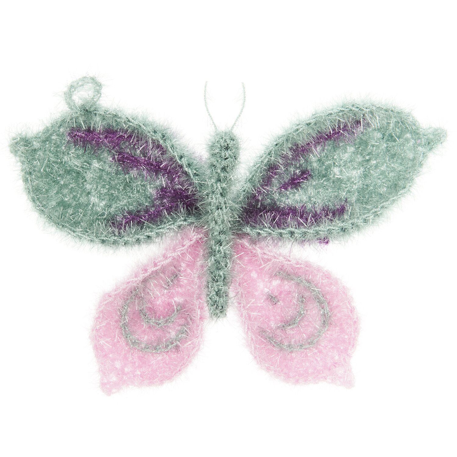 Häkelset Creative Bubble Schmetterling von Rico Design Häkelset Creative Bubble Schmetterling von Rico Design zeigt einen flauschigen Schmetterling in Grün und Rosa mit dekorativen Mustern.