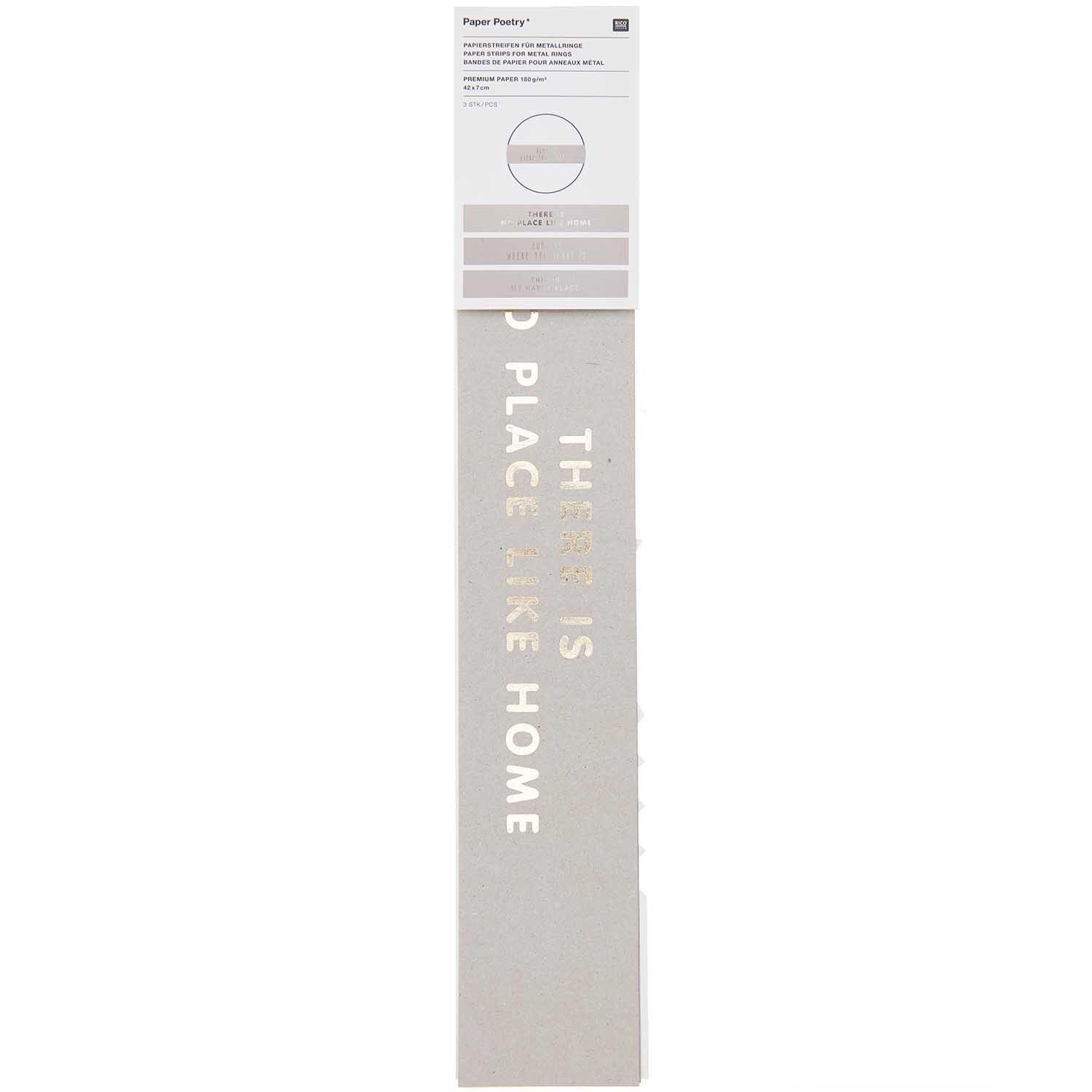 Paper Poetry Papierstreifen Home grau 7x42cm 3 Stück von Rico Design