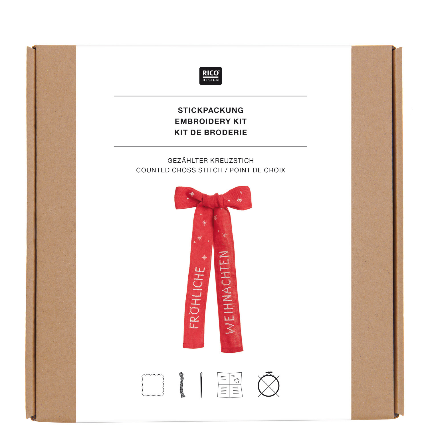 Stickpackung Schleife Fröhliche Weihnachten 16x31cm von Rico Design