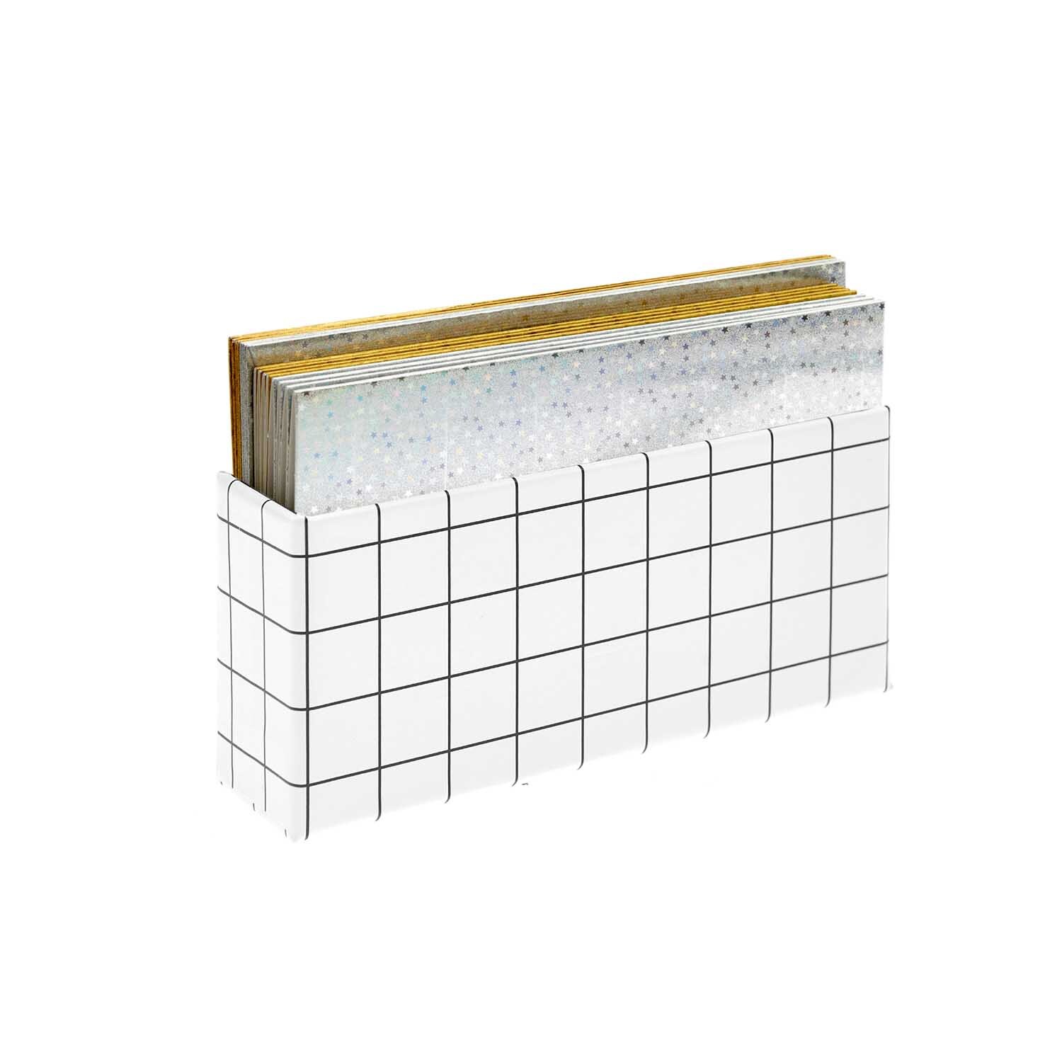 Paper Poetry Kartenset Sterne gold/silber A7/C7, 20-teilig, von Rico Design. Karten in goldener und silberner Sternoptik in einem Rasterhalter.