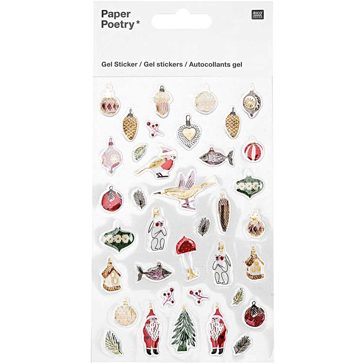 Paper Poetry Gelsticker Nostalgic Christmas classic mit weihnachtlichen Motiven wie Tannenbäume, Engel und Kugeln von Rico Design.