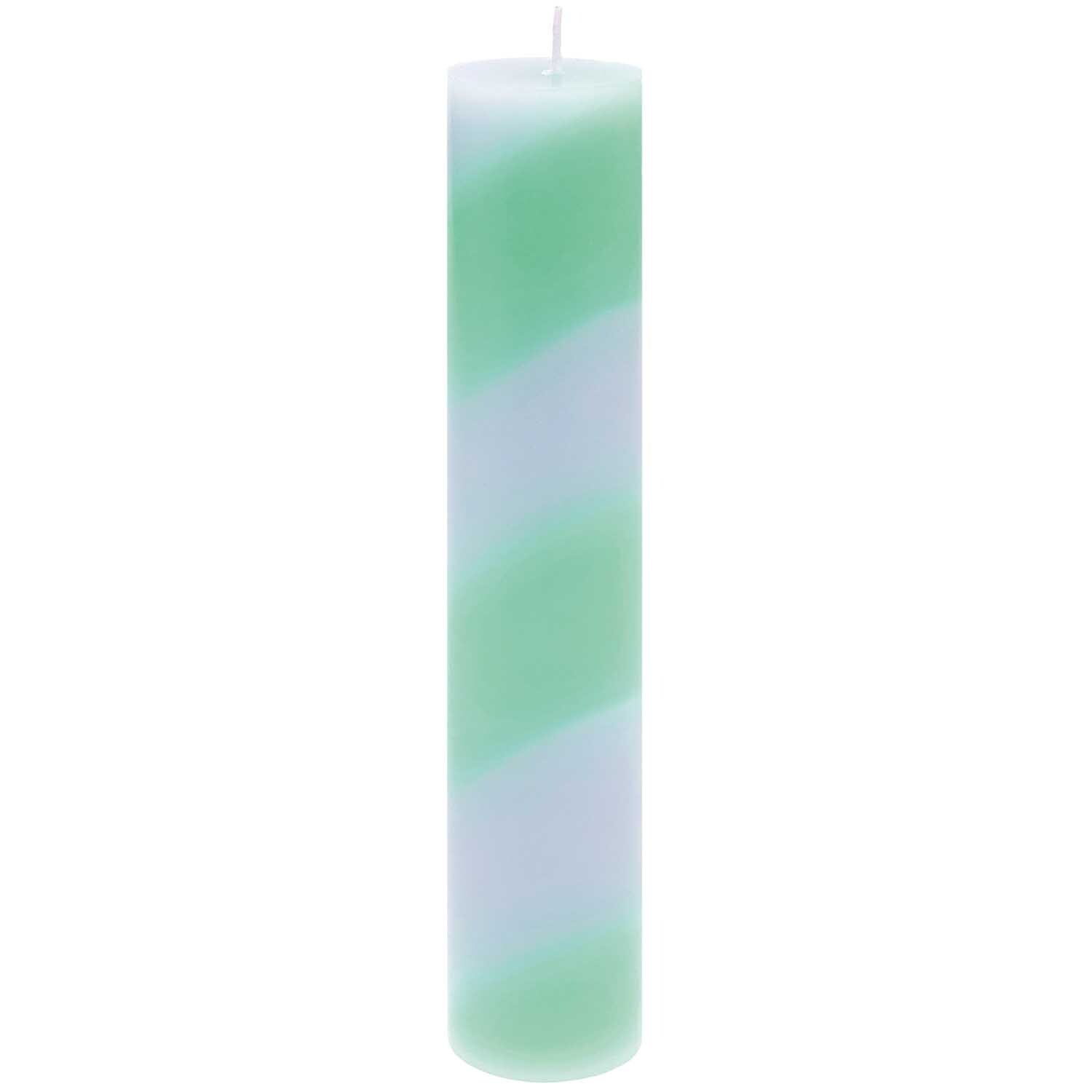 Stabkerze diagonal gestreift Ø4x20cm Farbe Türkis/Grau von Rico Design