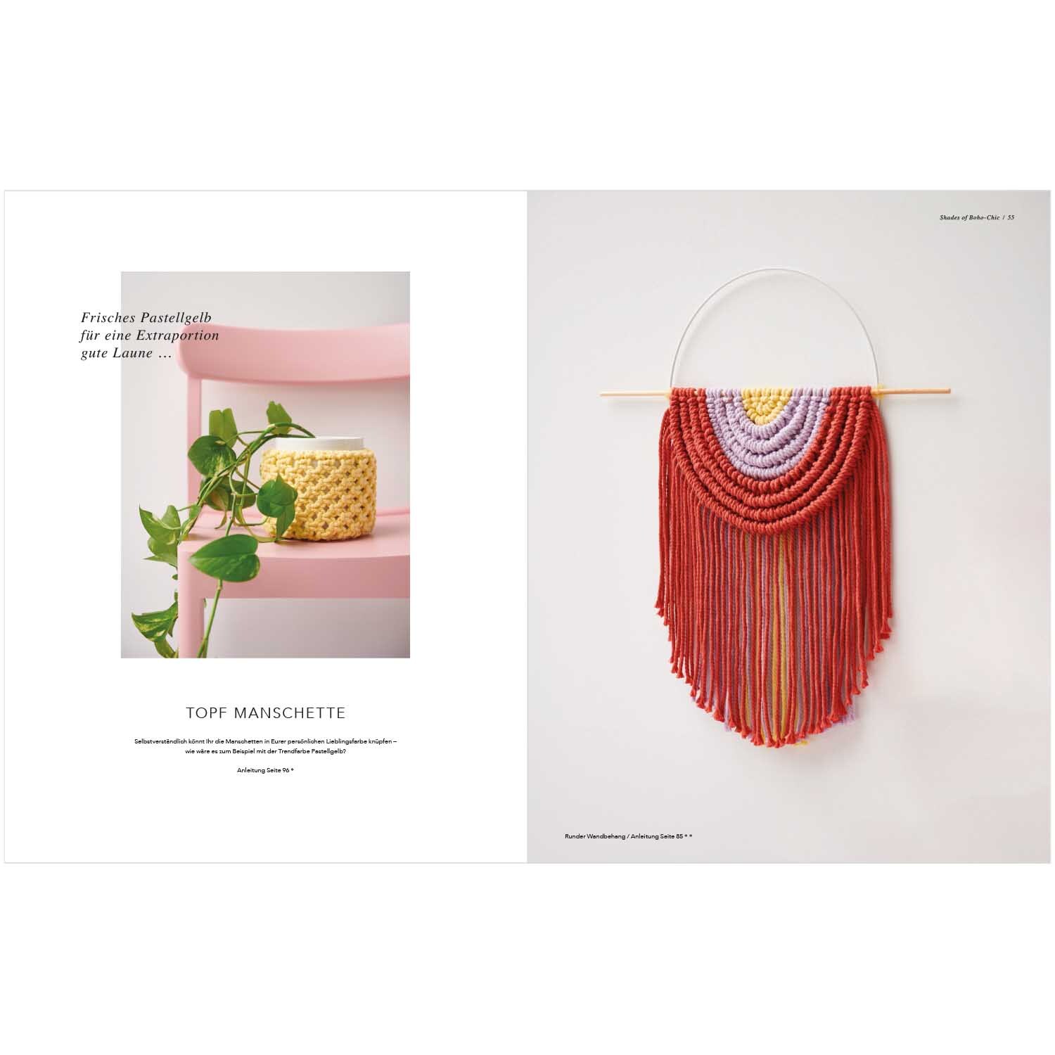 Rico Macrame von Rico Design Rico Macrame: Wandbehang in Rot- und Lilatönen von Rico Design, dekorativ an einer Wand hängend.