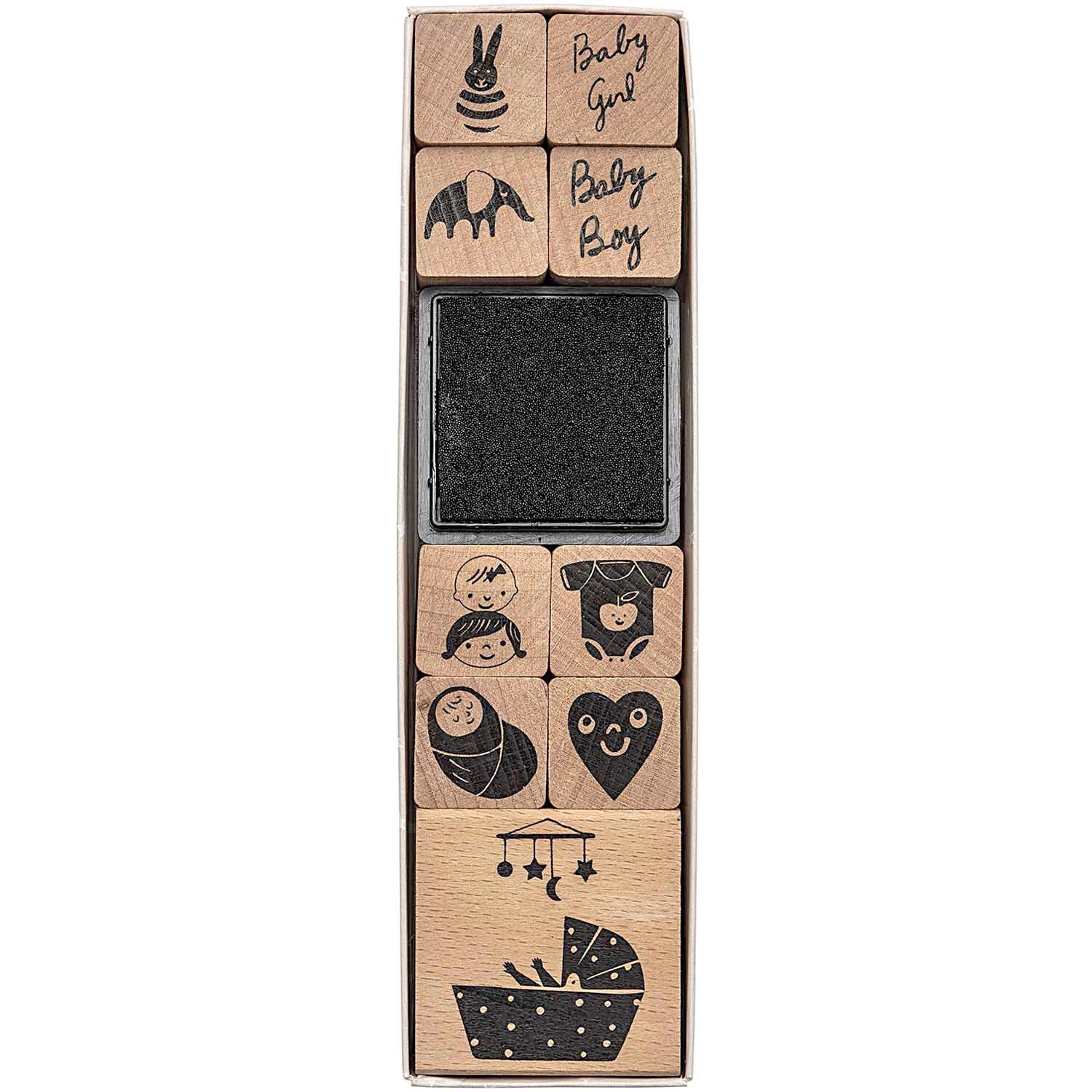 Paper Poetry Stempelset Hello Baby, 10-teilig, mit niedlichen Baby-Motiven von Rico Design.