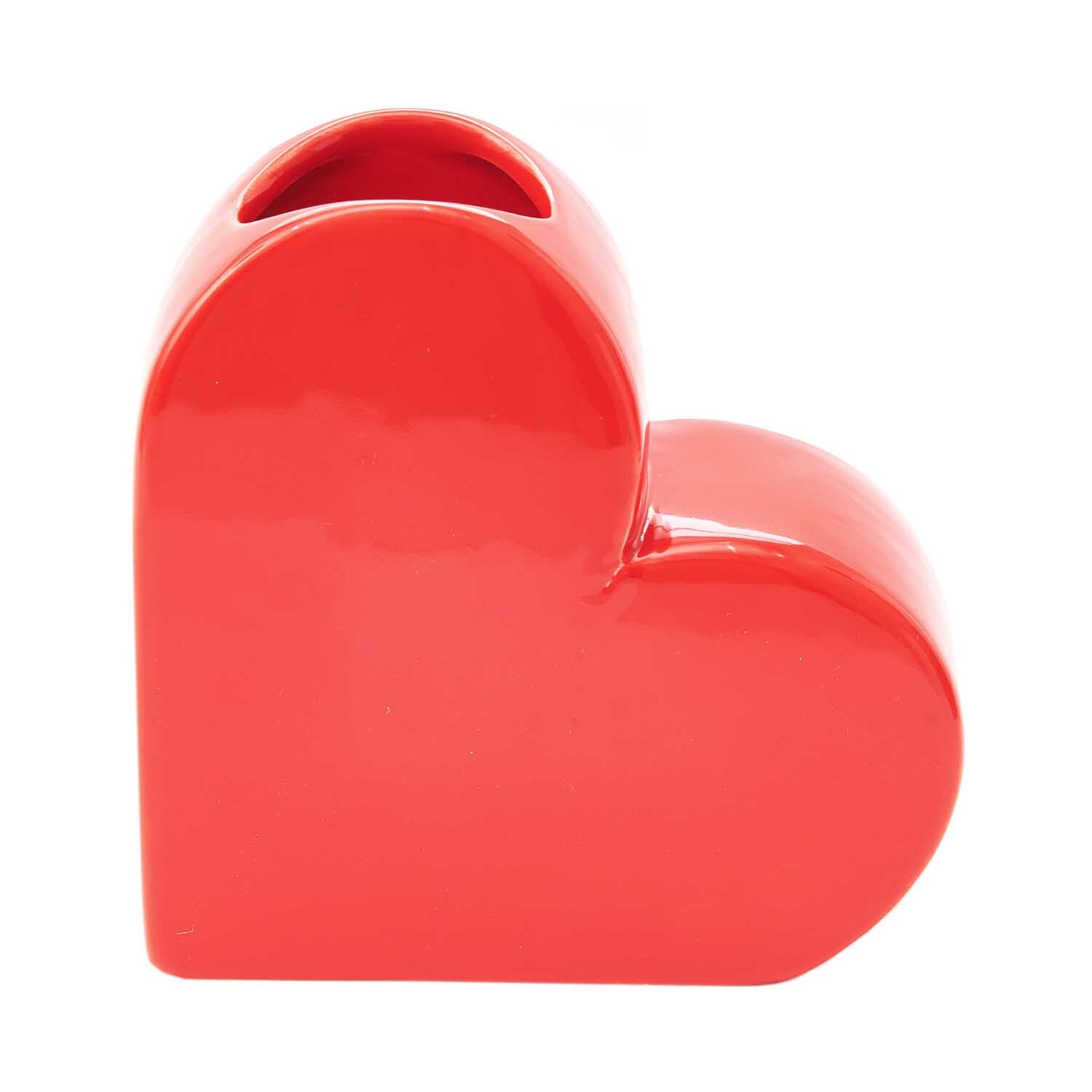 Keramik Vase Herz klein 12x5,5x12cm Farbe Rot von Rico Design Keramik Vase Herz klein in leuchtendem Rot, ideal für Dekorationen. Marke: Rico Design.