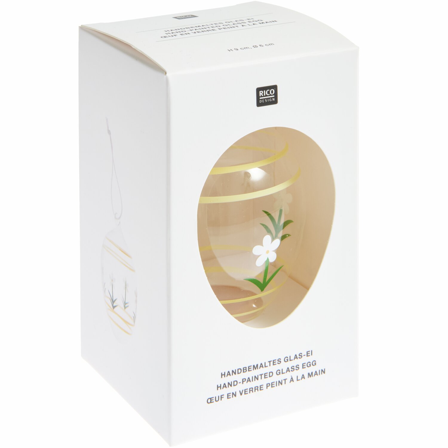 Glas Ei Blumen handbemalt Ø6x9cm von Rico Design