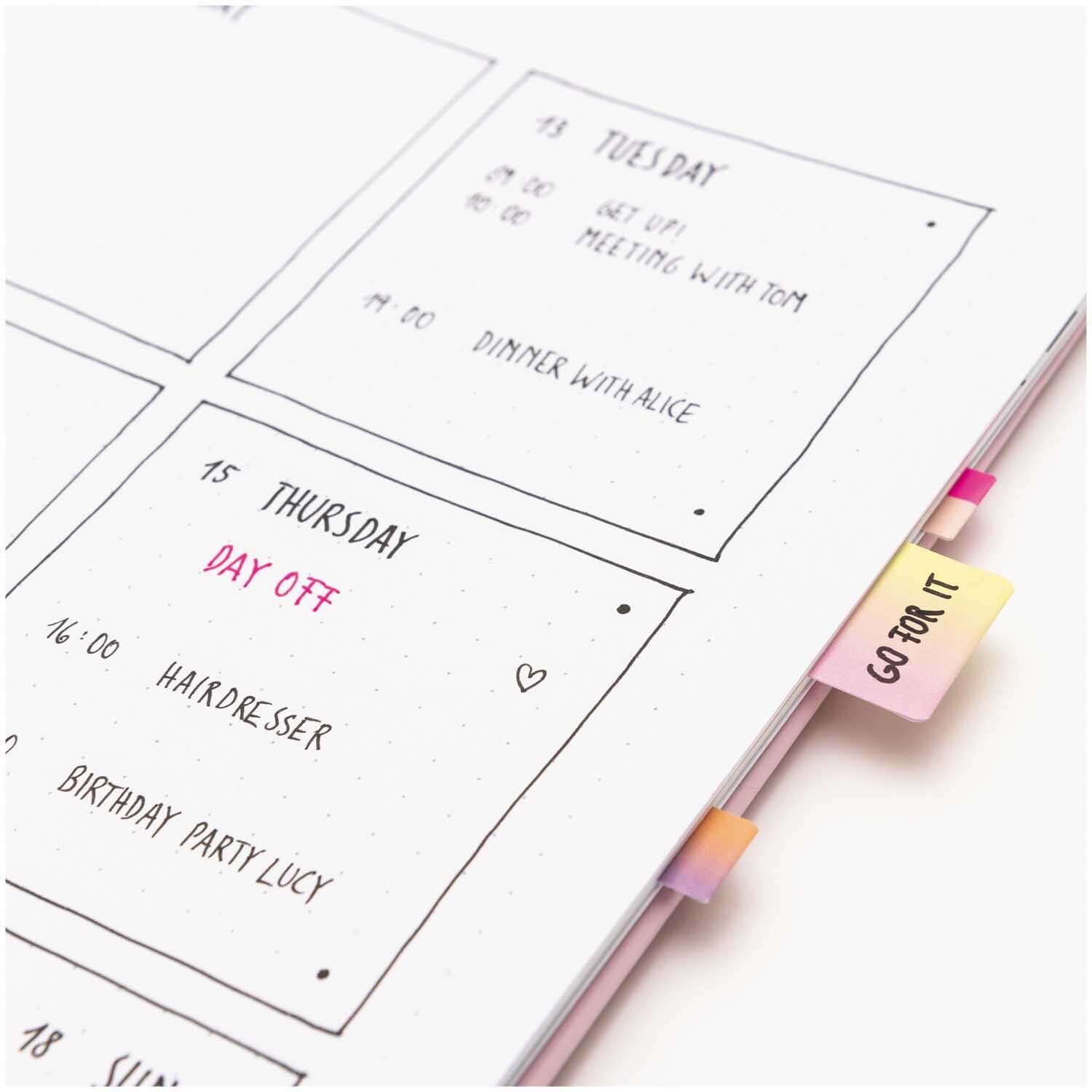 Paper Poetry Sticker Register mit 48 rosa Tabs von Rico Design, ideal zum Organisieren von Notizen in einem Planer.