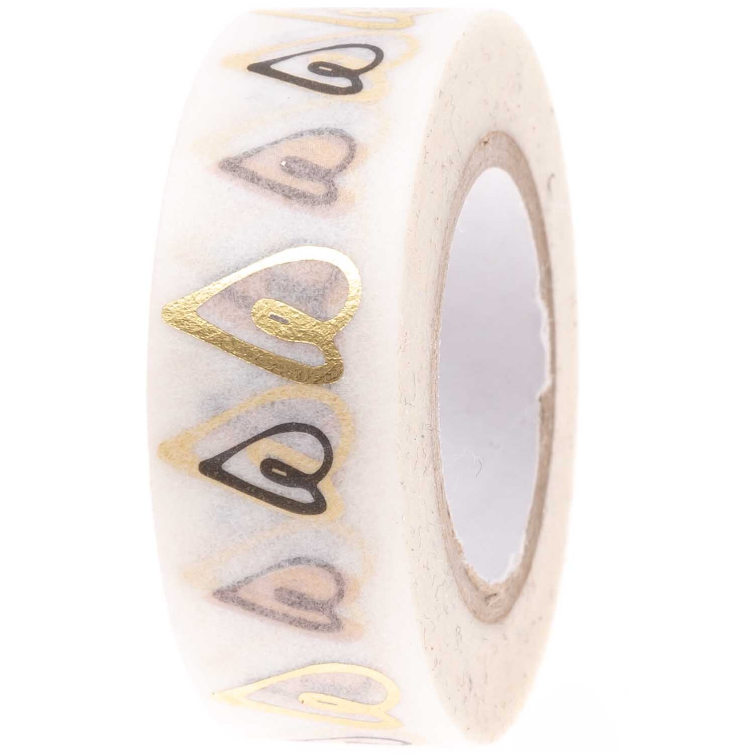 Paper Poetry Tape mit Herzmotiven in Puder und Gold von Rico Design, ideal für kreative Projekte.