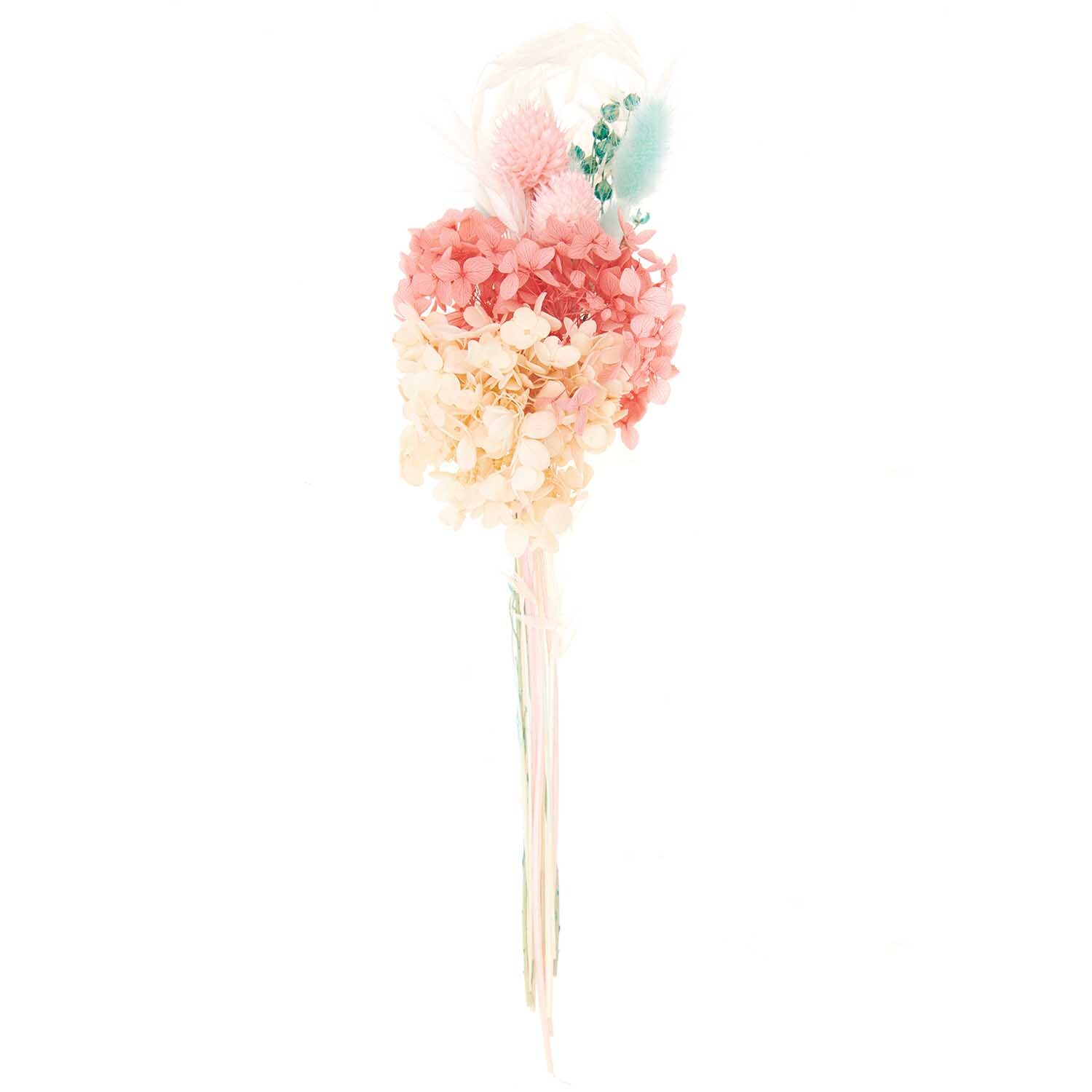 Trockenblumenstrauß pastell-türkis 30cm: Ein 13-teiliger Strauß von Rico Design in zarten Pastelltönen.