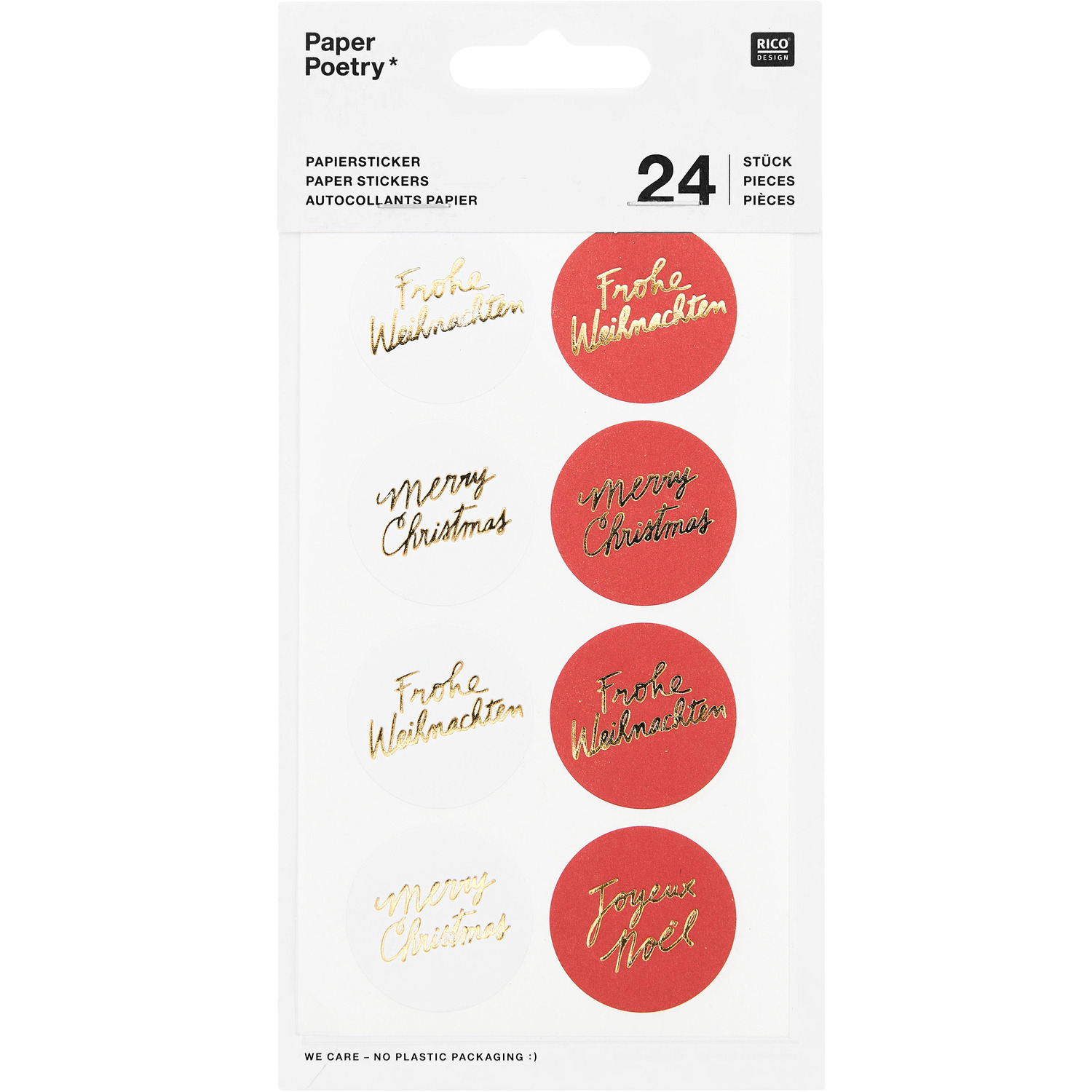 Paper Poetry Papiersticker Merry Christmas 3 Blatt von Rico Design