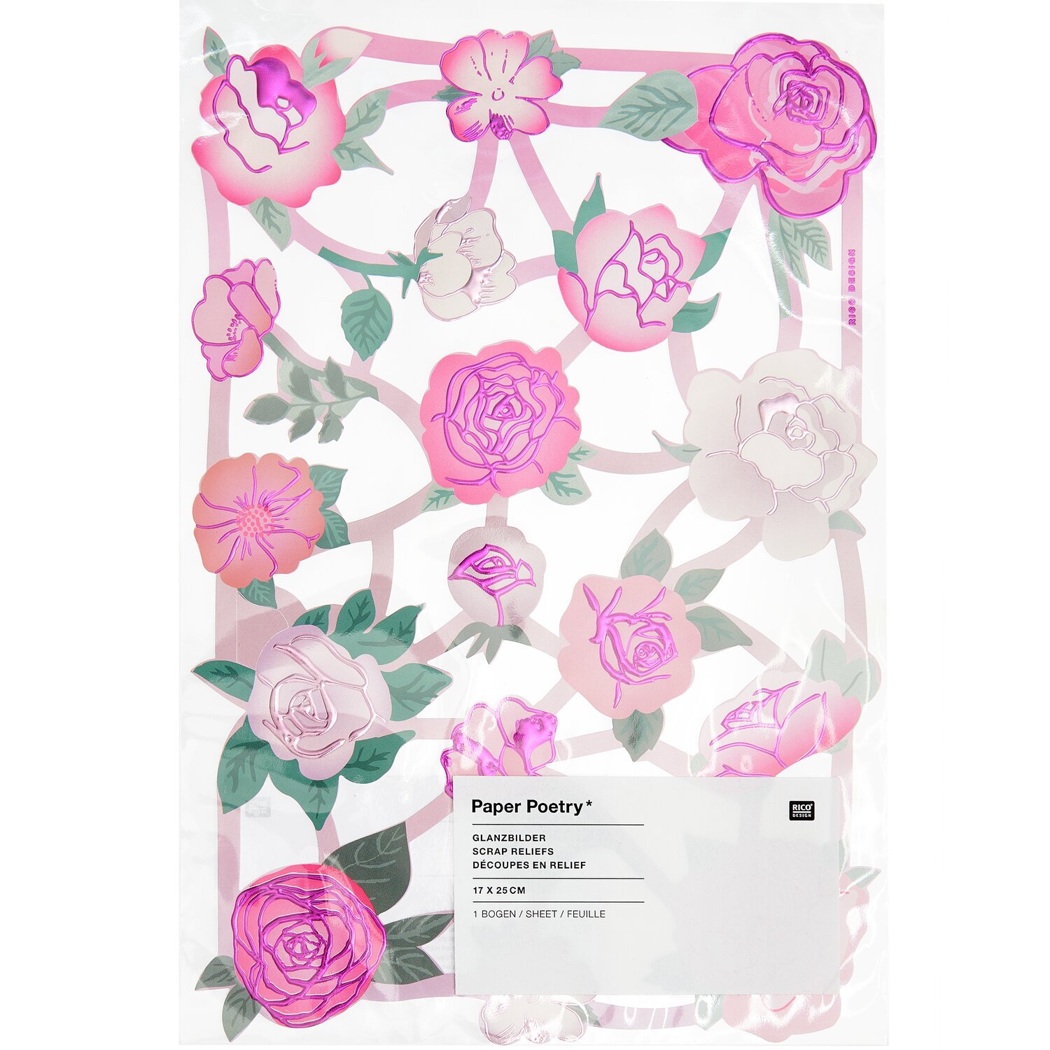 Paper Poetry Glanzbilder Rosen 1 Blatt von Rico Design