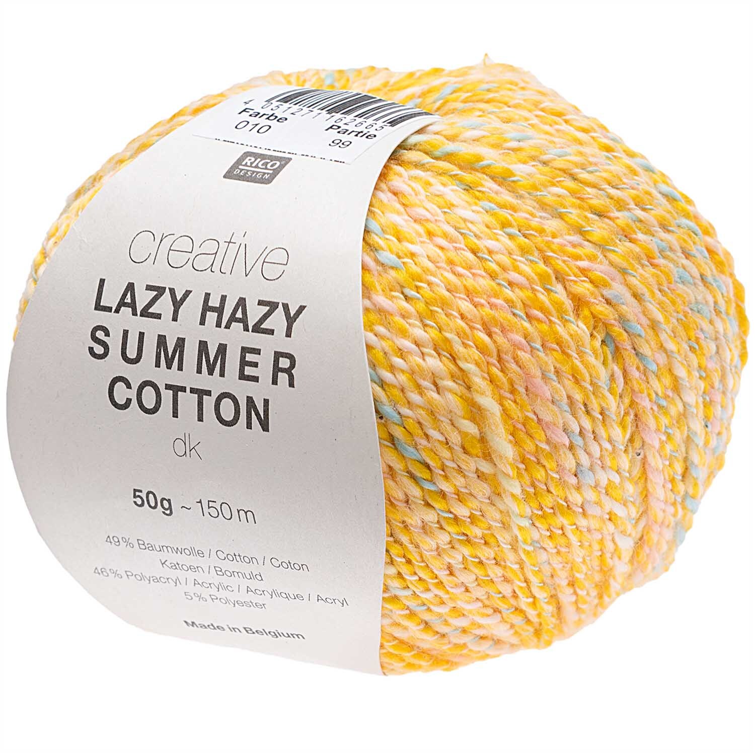 Creative Lazy Hazy Summer Cotton dk 50g 145m Farbe Gelb von Rico Design Creative Lazy Hazy Summer Cotton dk: Gelbes Garn von Rico Design, 50g, 145m, ideal für sommerliche Strickprojekte.
