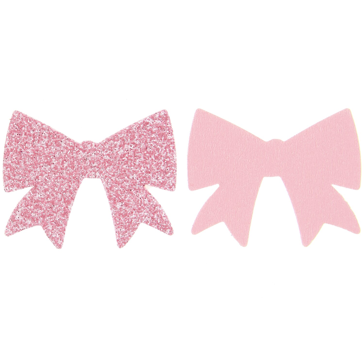 Streudekoration Schleifen Glitzer 20g 30x25mm Farbe Pink von Rico Design Streudekoration Schleifen Glitzer: Zwei rosa Schleifen, eine mit Glitzer, ideal für kreative Bastelprojekte.