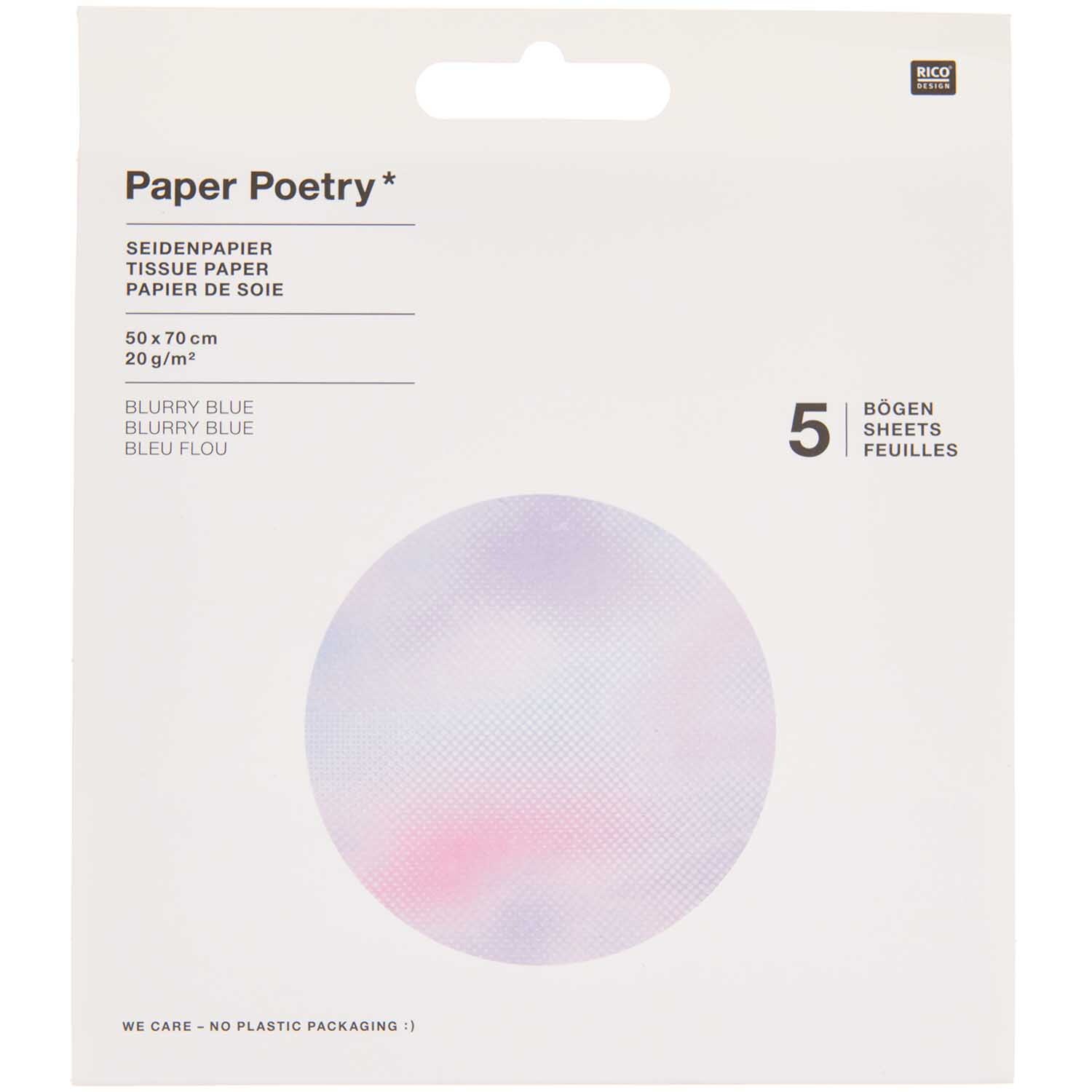 Paper Poetry Seidenpapier Blurry Blue 50x70cm 5 Bogen von Rico Design