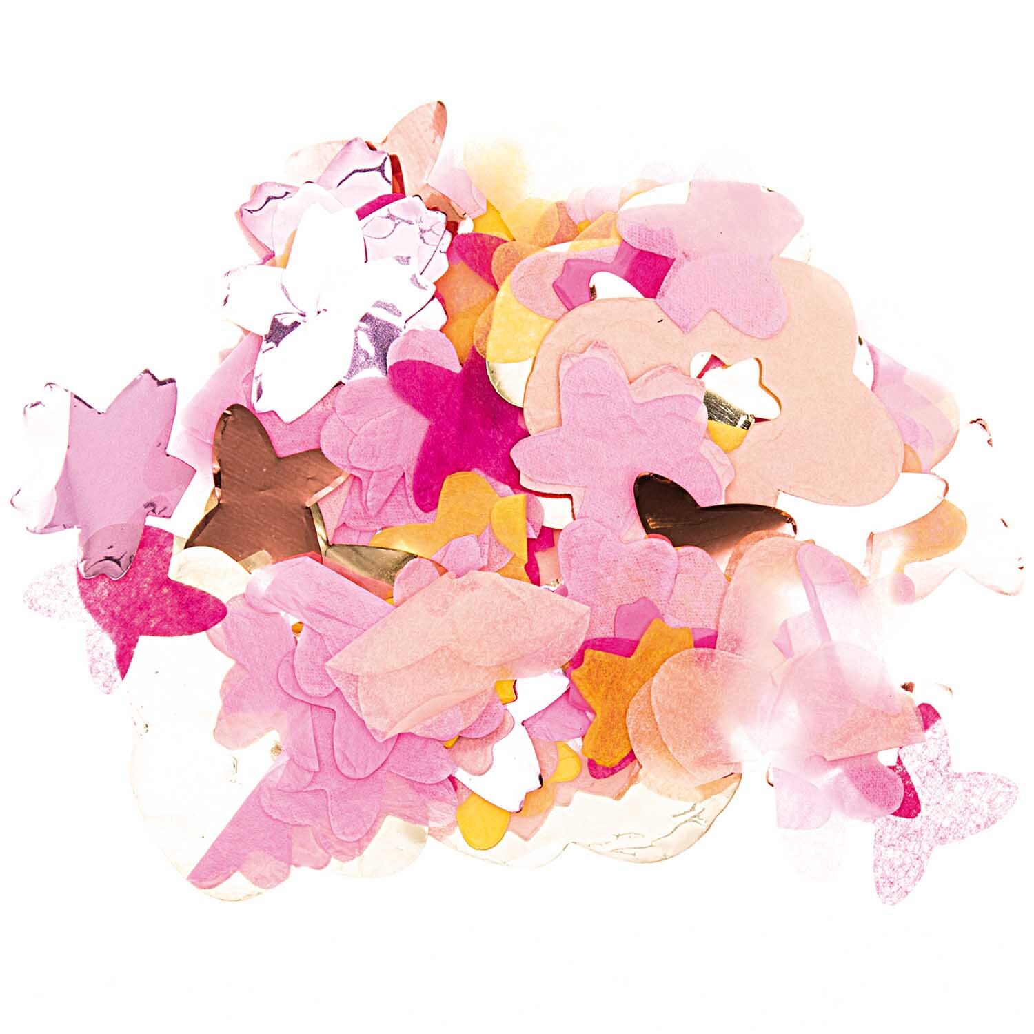 Konfetti Blüten rosa Mix 20g: Verschiedene rosa Blütenformen von Rico Design, ideal für Dekorationen.