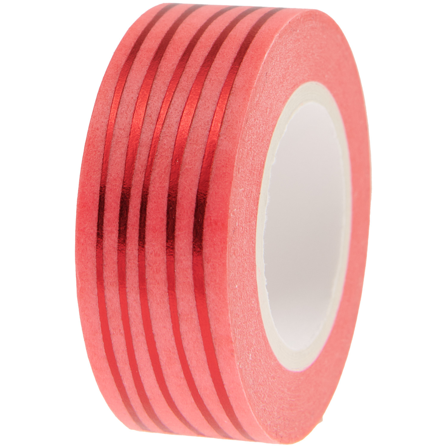 Paper Poetry Tape Lines Neonpink/Rot, 1,5cmx10m. Dekoratives Klebeband in leuchtendem Rot, ideal für kreative Projekte.