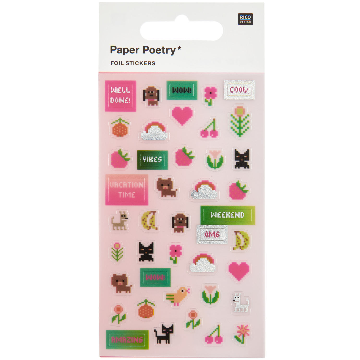 Paper Poetry Foliensticker Pixel Power  4 Blatt von Rico Design