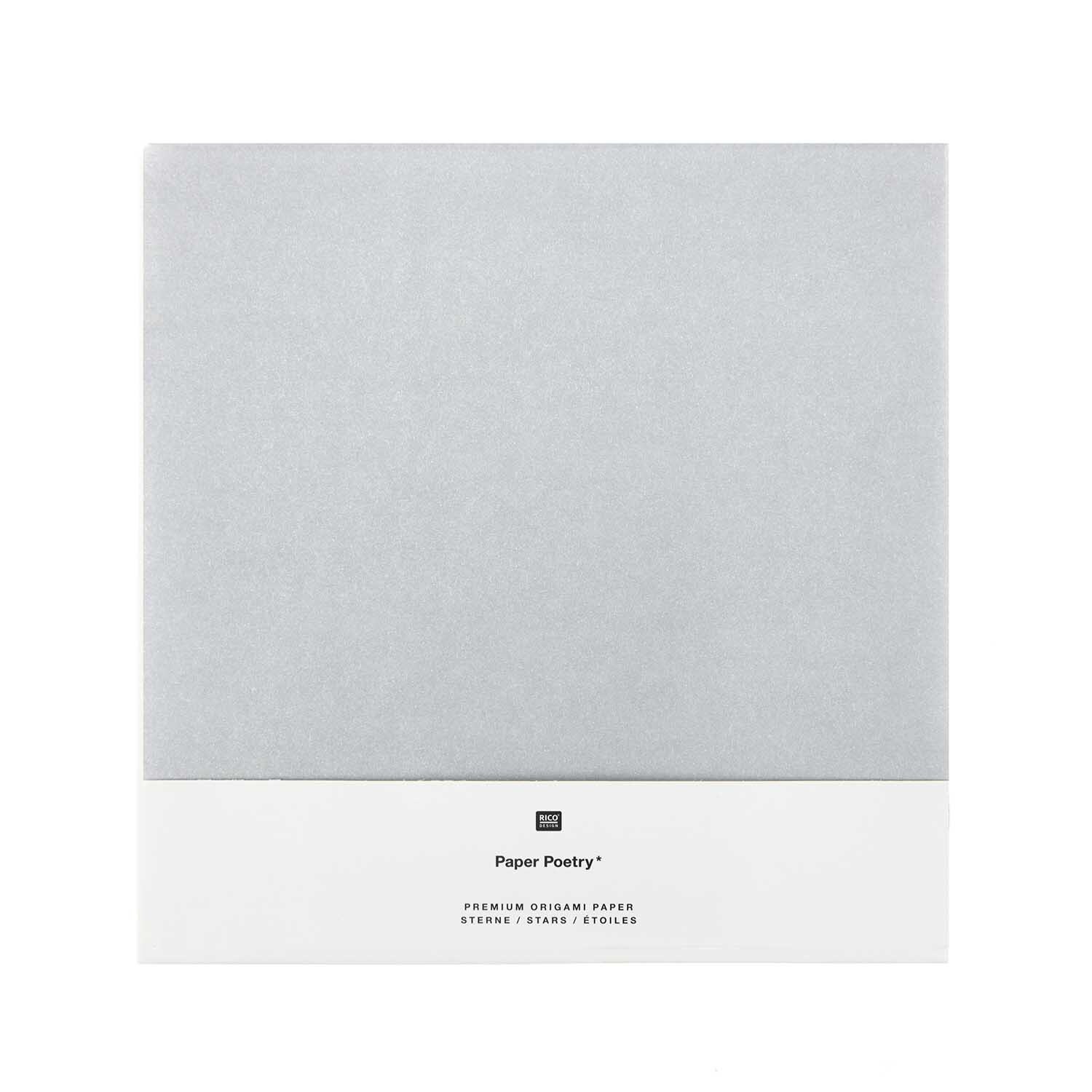Paper Poetry Bascetta Origamipapiere Weiß-Silber 32 Blatt von Rico Design