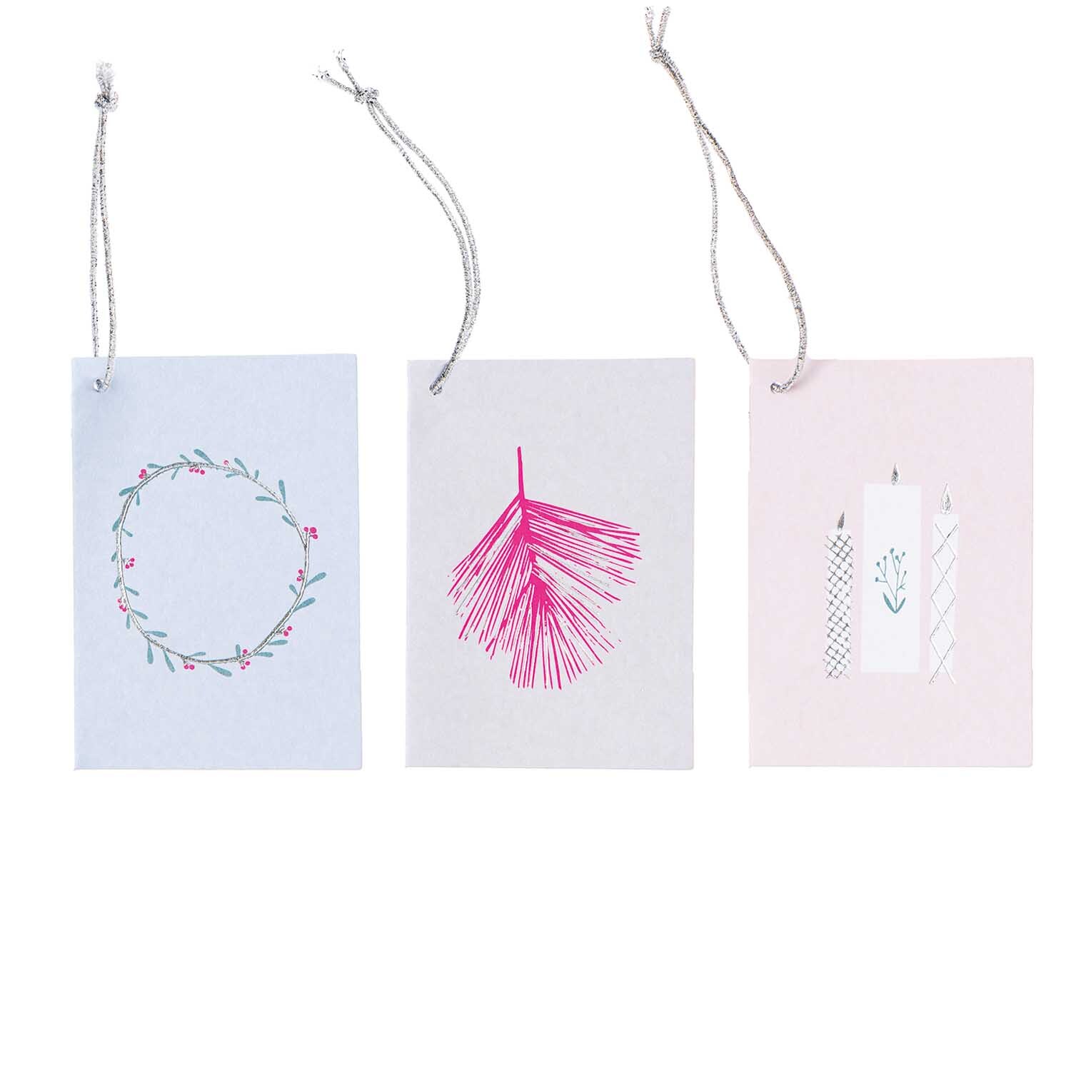 Paper Poetry Kärtchenanhänger mit nostalgischen Weihnachtsmotiven in Pastellfarben, 6 Stück.