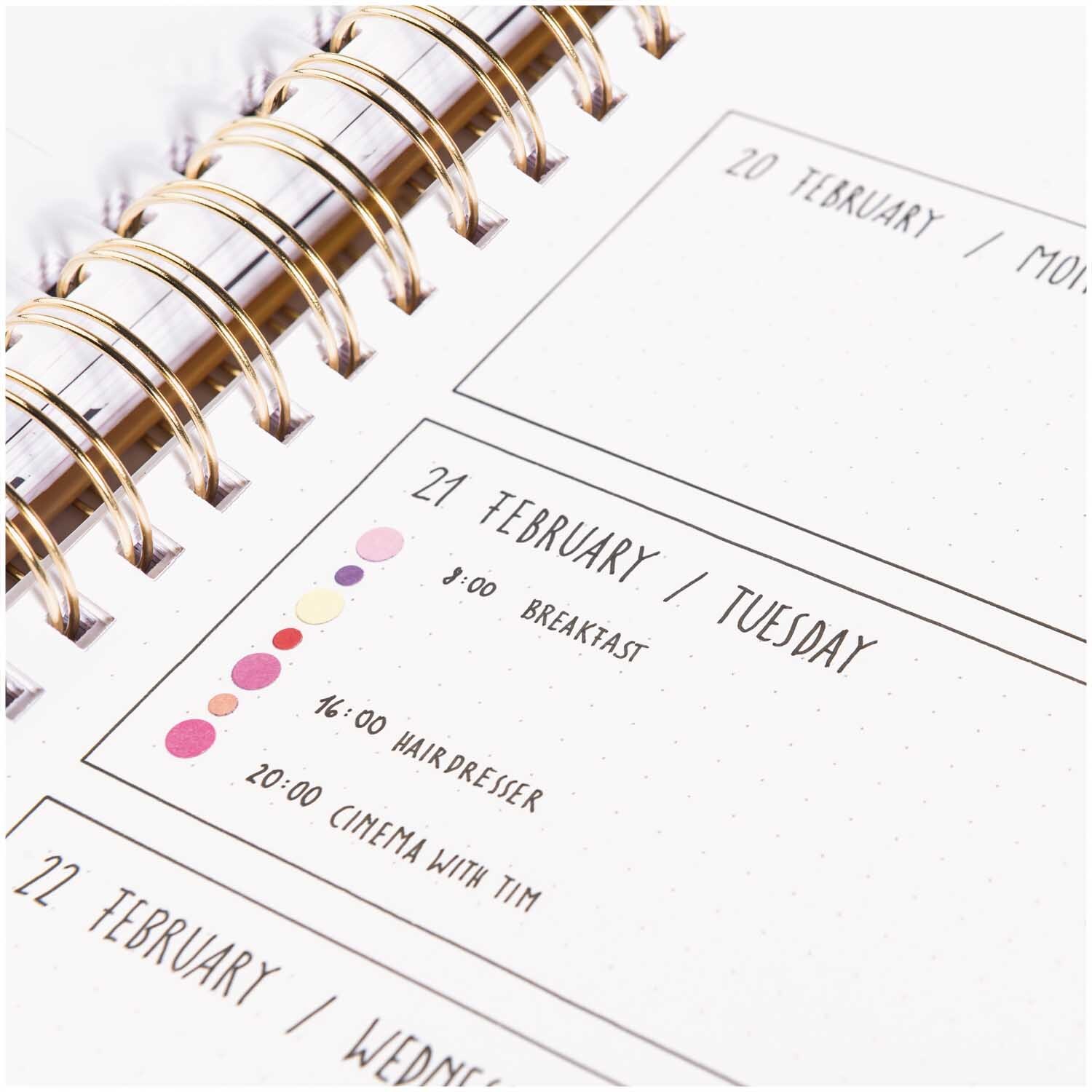 Paper Poetry Sticker Kreise 480 Stück von Rico Design auf einem Kalender mit farbigen Punkten.