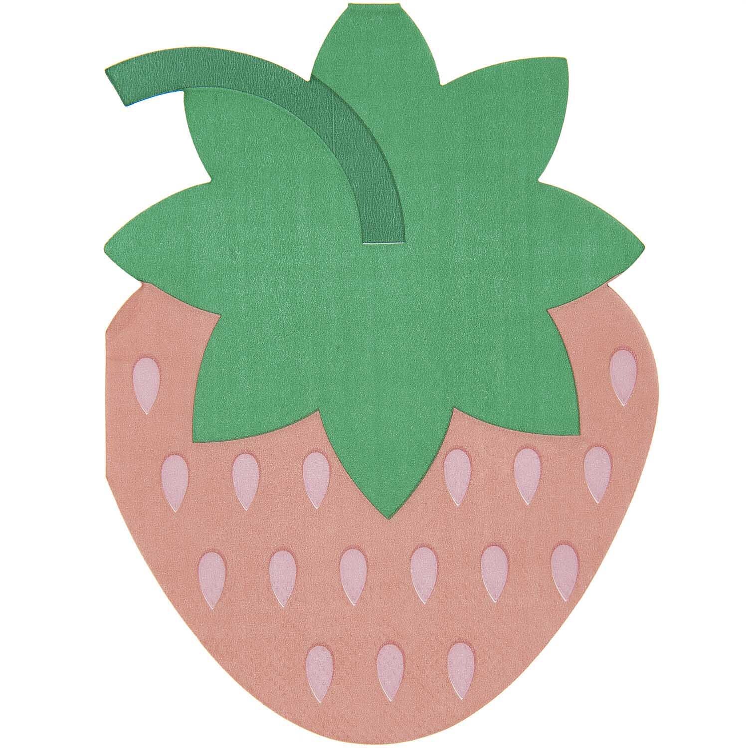Servietten Erdbeere 12x16cm 20 Stück: Erdbeerförmige Servietten von Rico Design in Rosa und Grün, ideal für sommerliche Anlässe.