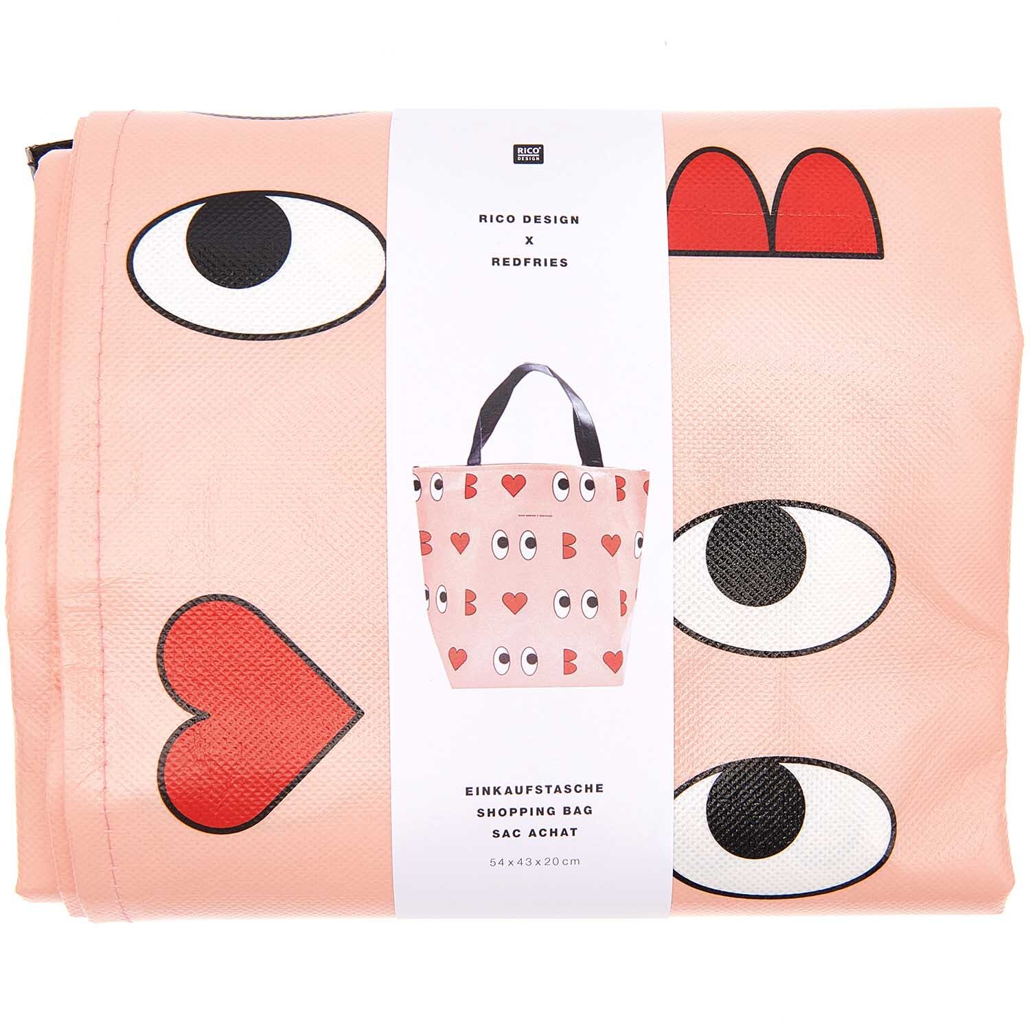 Rico Design x Redfries Shopper Liebe rosa 54x43x20cm von Rico Design