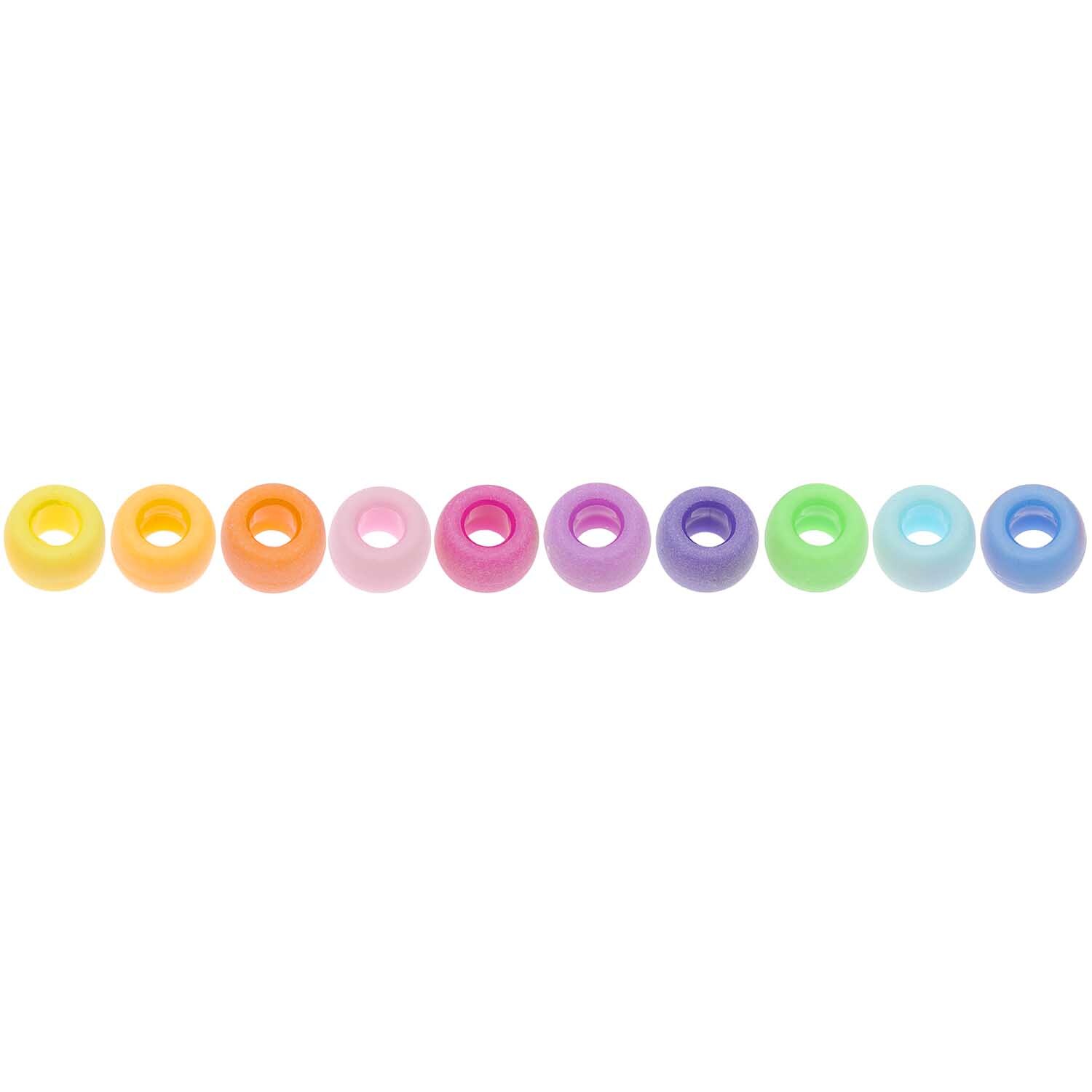 Itoshii - Ponii Beads Matt Mix 9x6mm, 80 Stück, in leuchtenden Regenbogenfarben von Rico Design. Ideal für kreative Bastelprojekte.