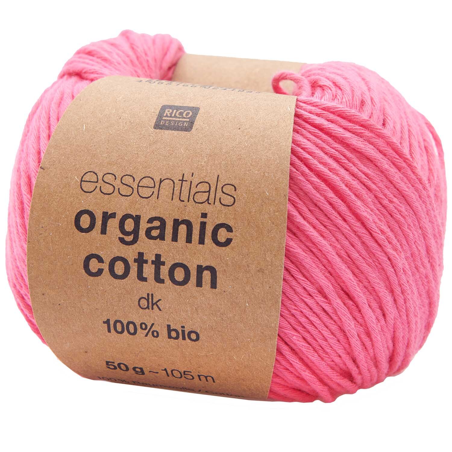 Essentials Organic Cotton dk 50g 105m Couleur Rose from Rico Design Essentials Organic Cotton dk: Weiches, pinkes Baumwollgarn von Rico Design, 50g, 105m, ideal für Strickprojekte.