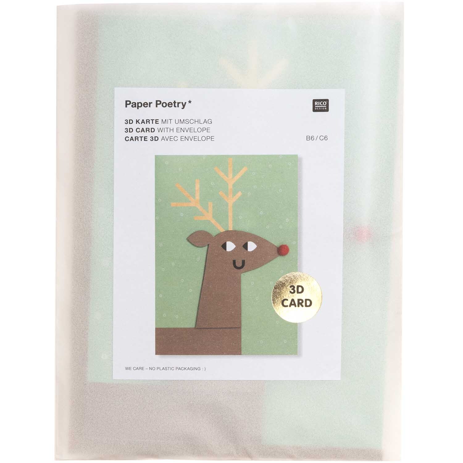 Paper Poetry 3D-Karte Rentier B6 von Rico Design