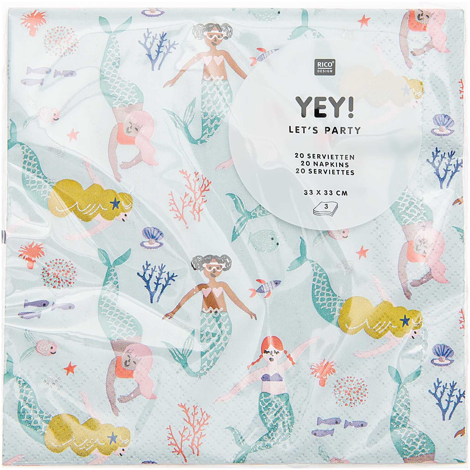 Servietten Mermaid Meerjungfrau 33x33cm 20 Stück von Rico Design