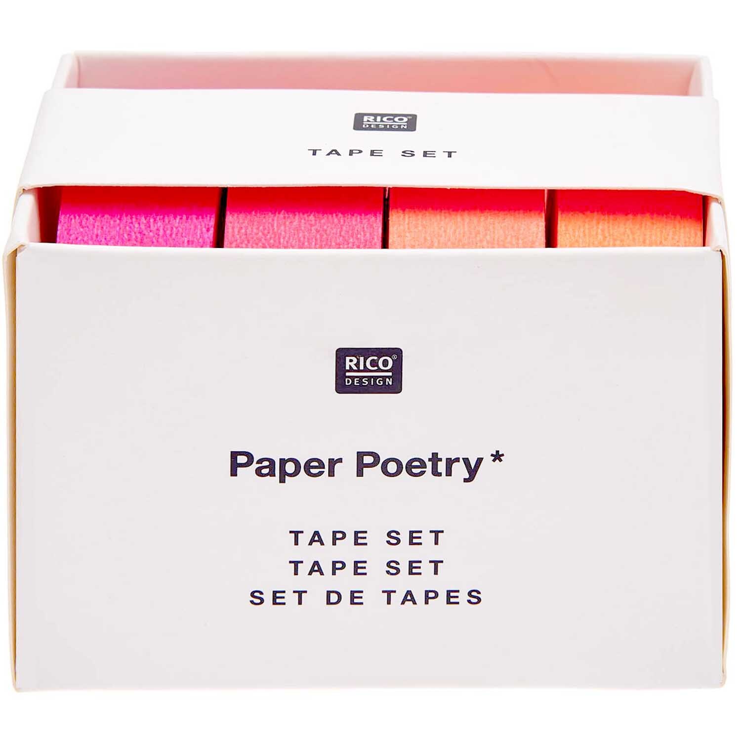 Paper Poetry Tape Set Neon Rottöne 15mm 10m 4-teilig von Rico Design