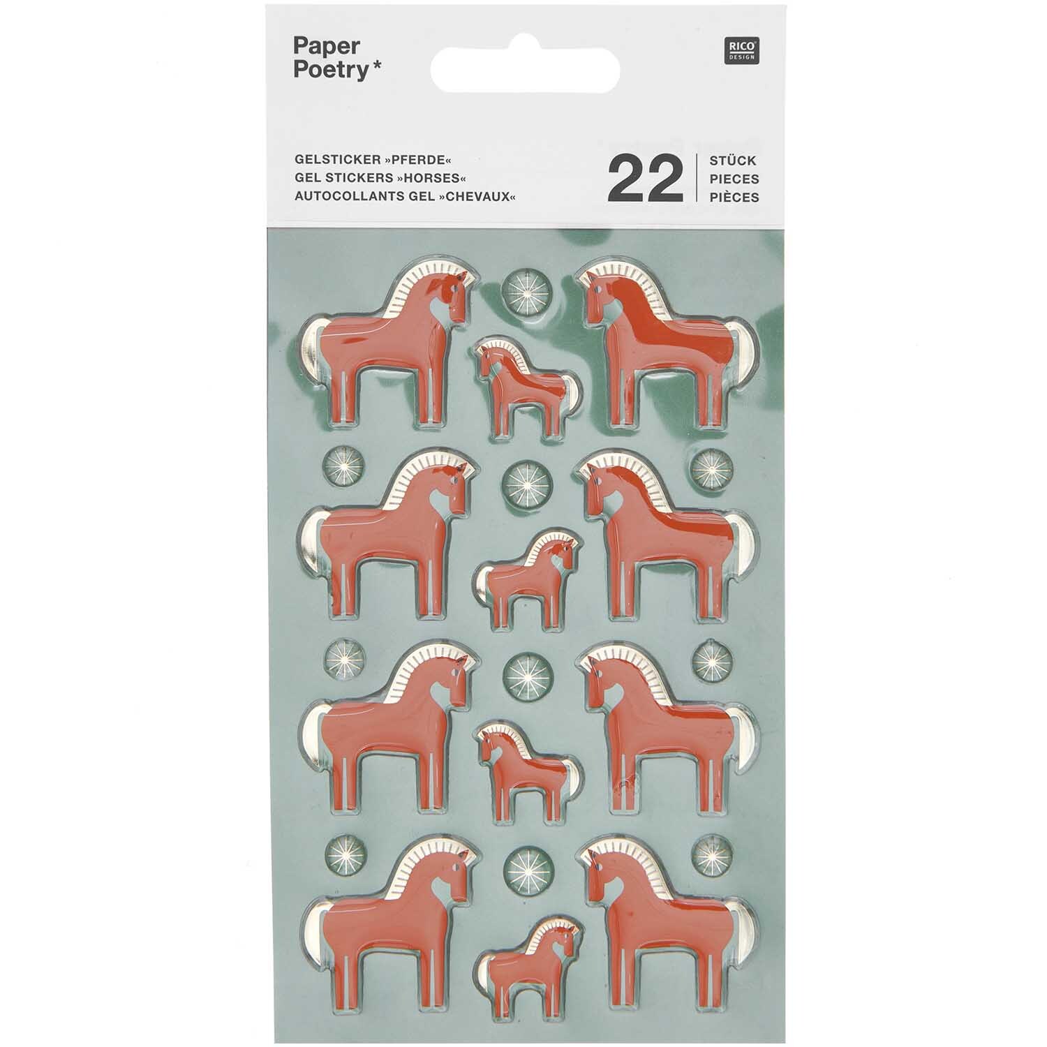 Paper Poetry Gelsticker rotes Pferd 22 Stück von Rico Design