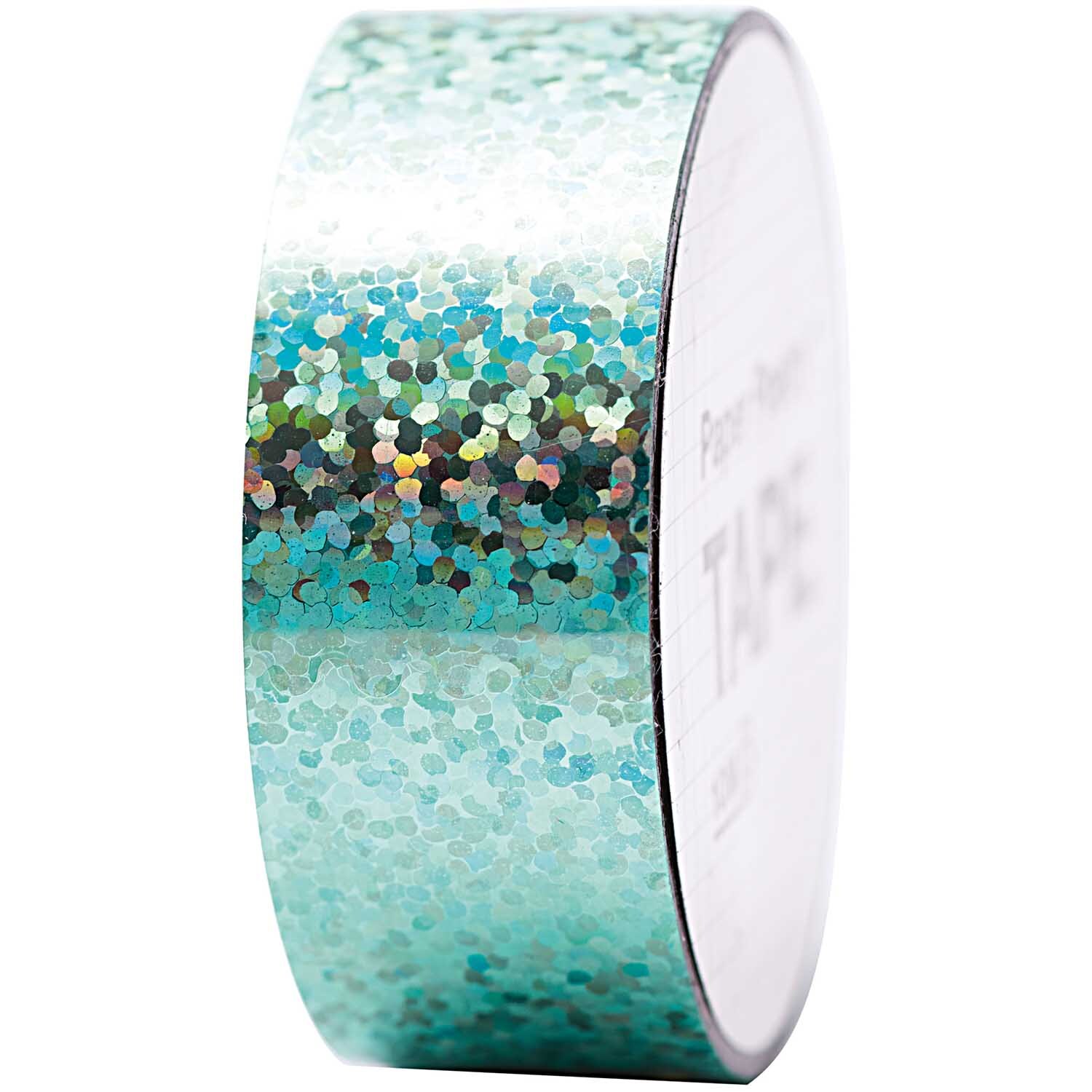 Paper Poetry Holographic Tape mit türkisfarbenen Punkten von Rico Design, 19mm breit, 10m lang. Ideal für kreative Bastelprojekte.