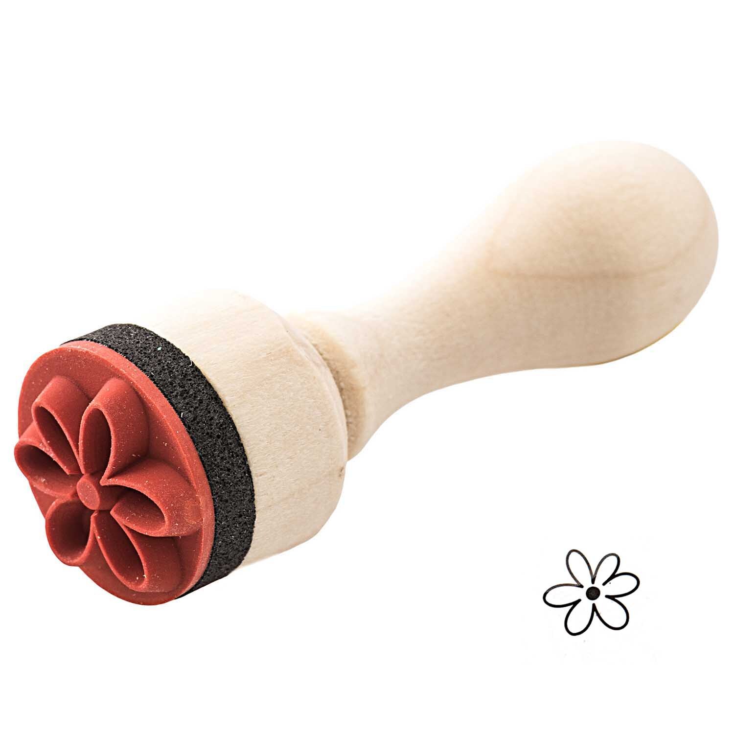 Paper Poetry Mini Stempel Blume von Rico Design zeigt einen Holzstempel mit Blumenmotiv.