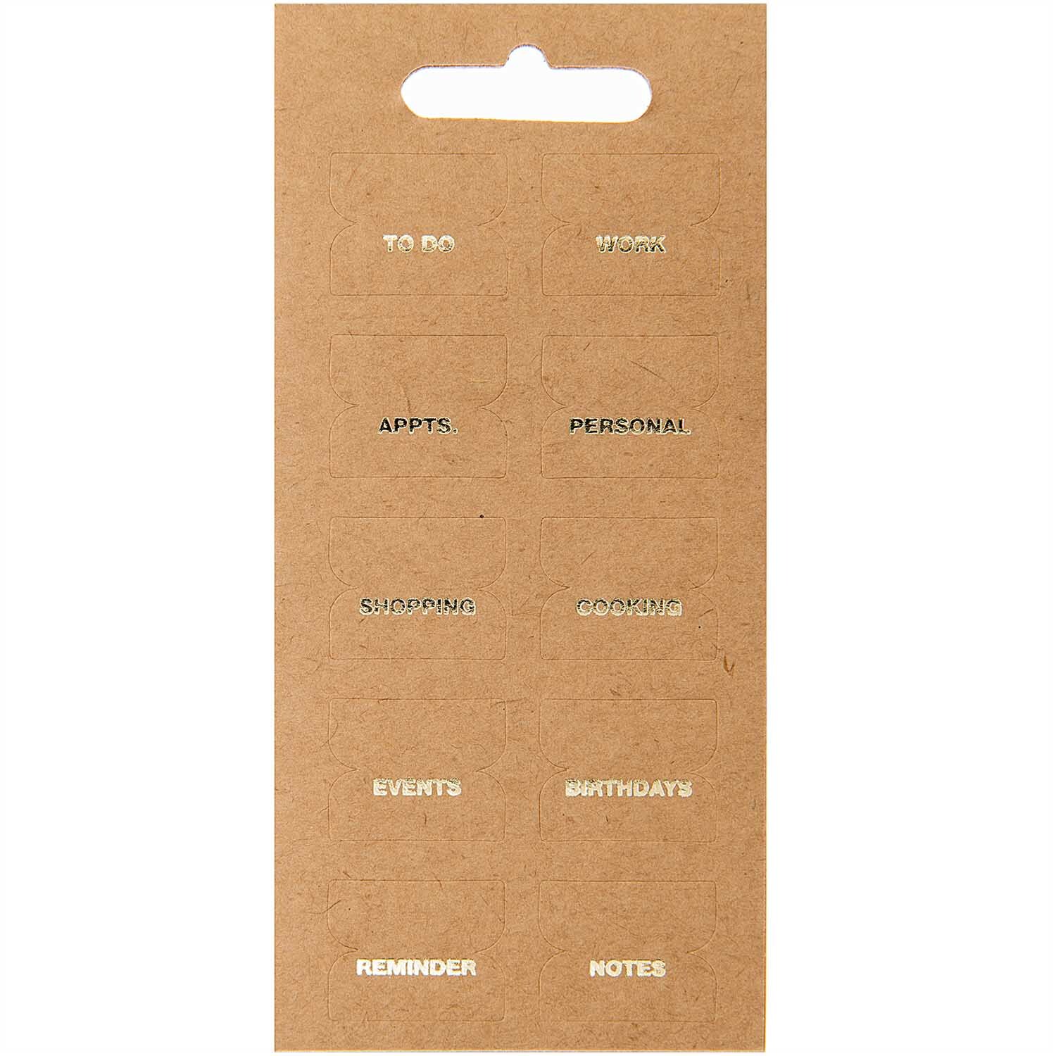 Paper Poetry Stickerbuch mit 10 Blättern aus Kraftpapier, ideal für Organisation und Planung. Enthält mehrfarbige Register für verschiedene Kategorien.